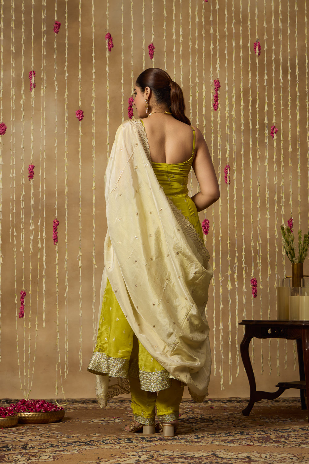 Jhoom Lime Zari Anarkali Set