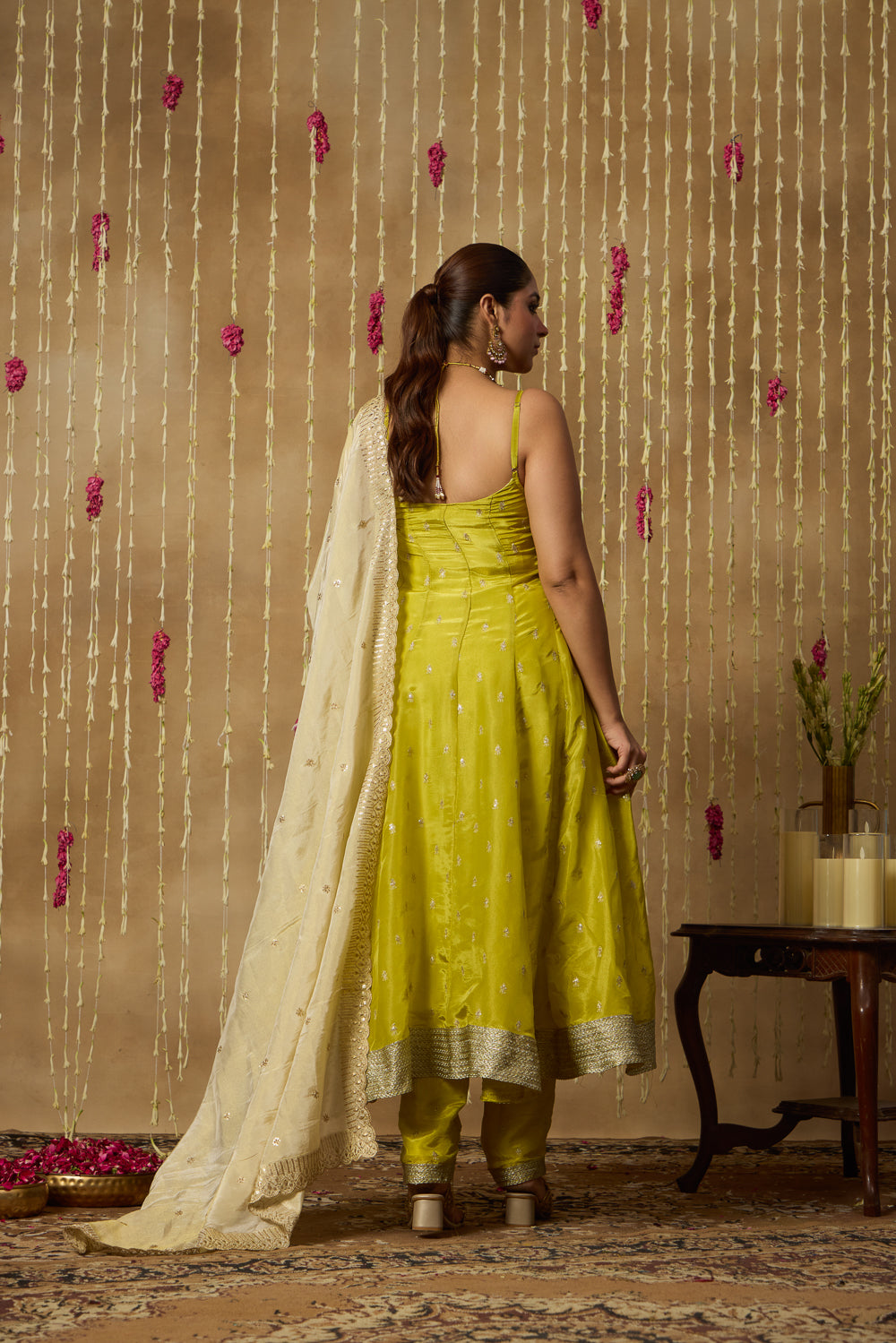 Jhoom Lime Zari Anarkali Set