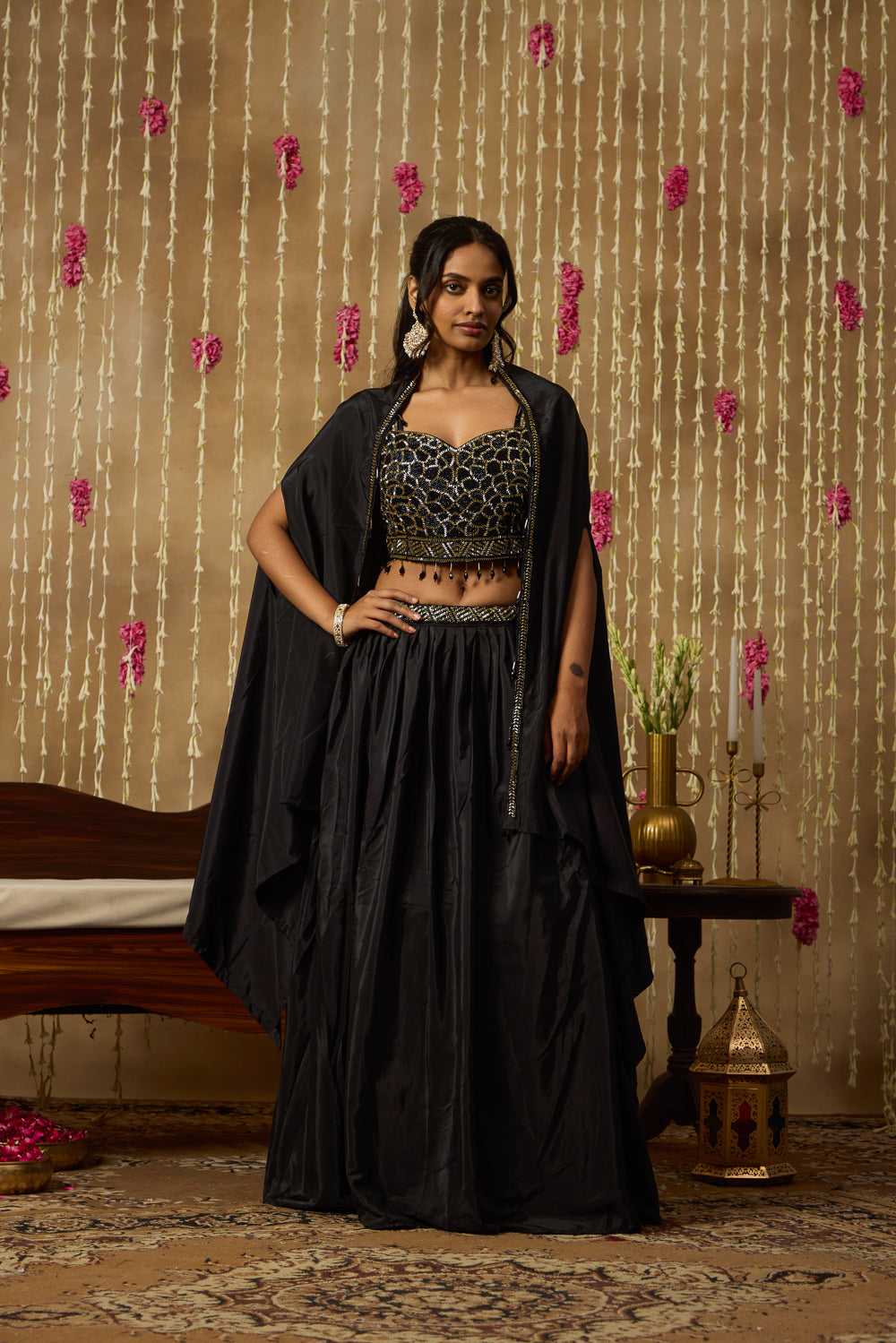 Jhoom Midnight Sequin Cape Set