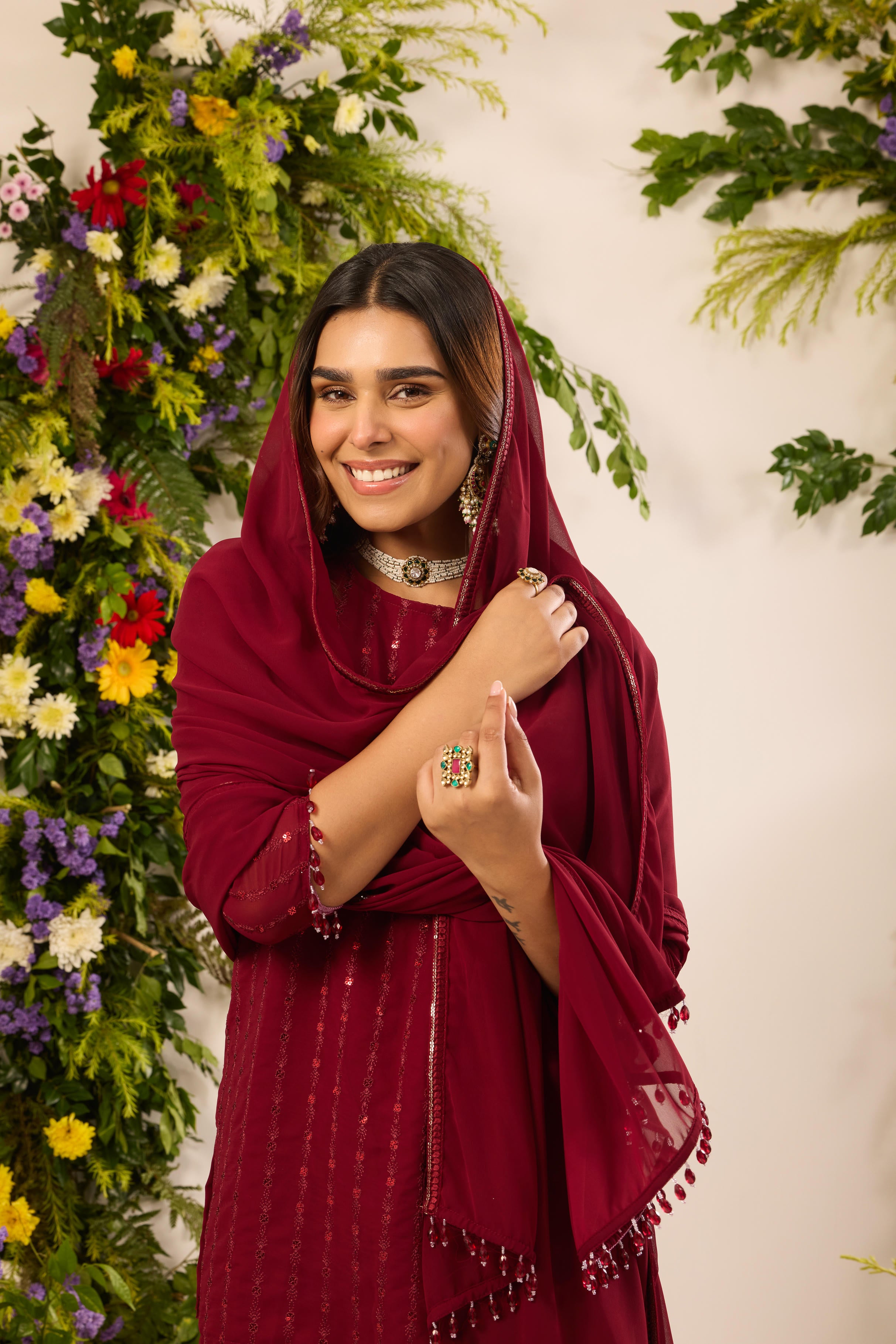 Mastaani Ruby Kurta Gharara Set