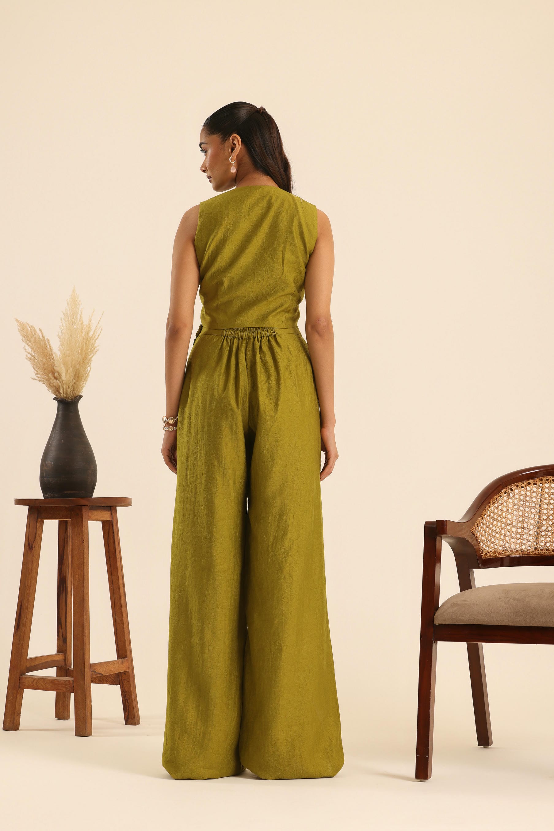 Rangrez Olive Power Aura Wide Leg Pants