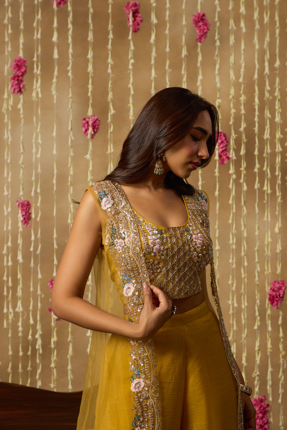 Jhoom Marigold Embroidered Overlay Set