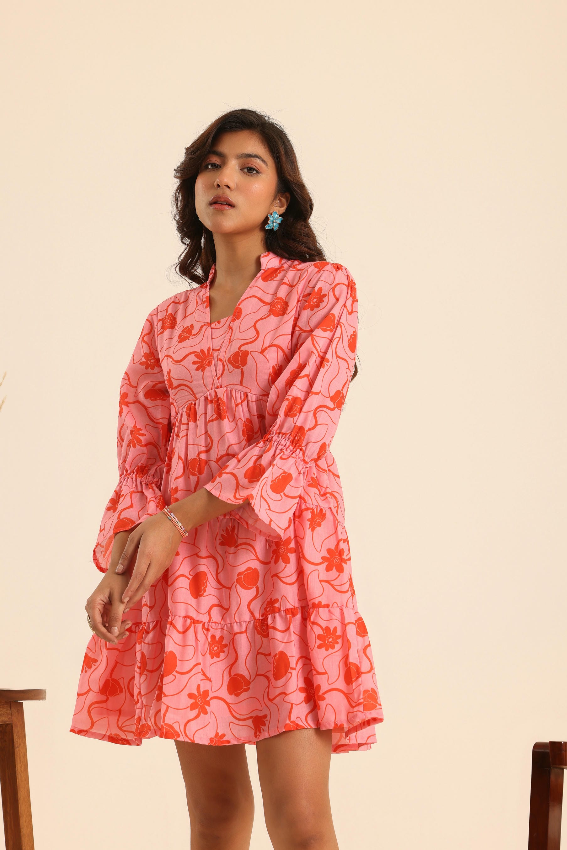 Rangrez Flamingo Tiered Dress