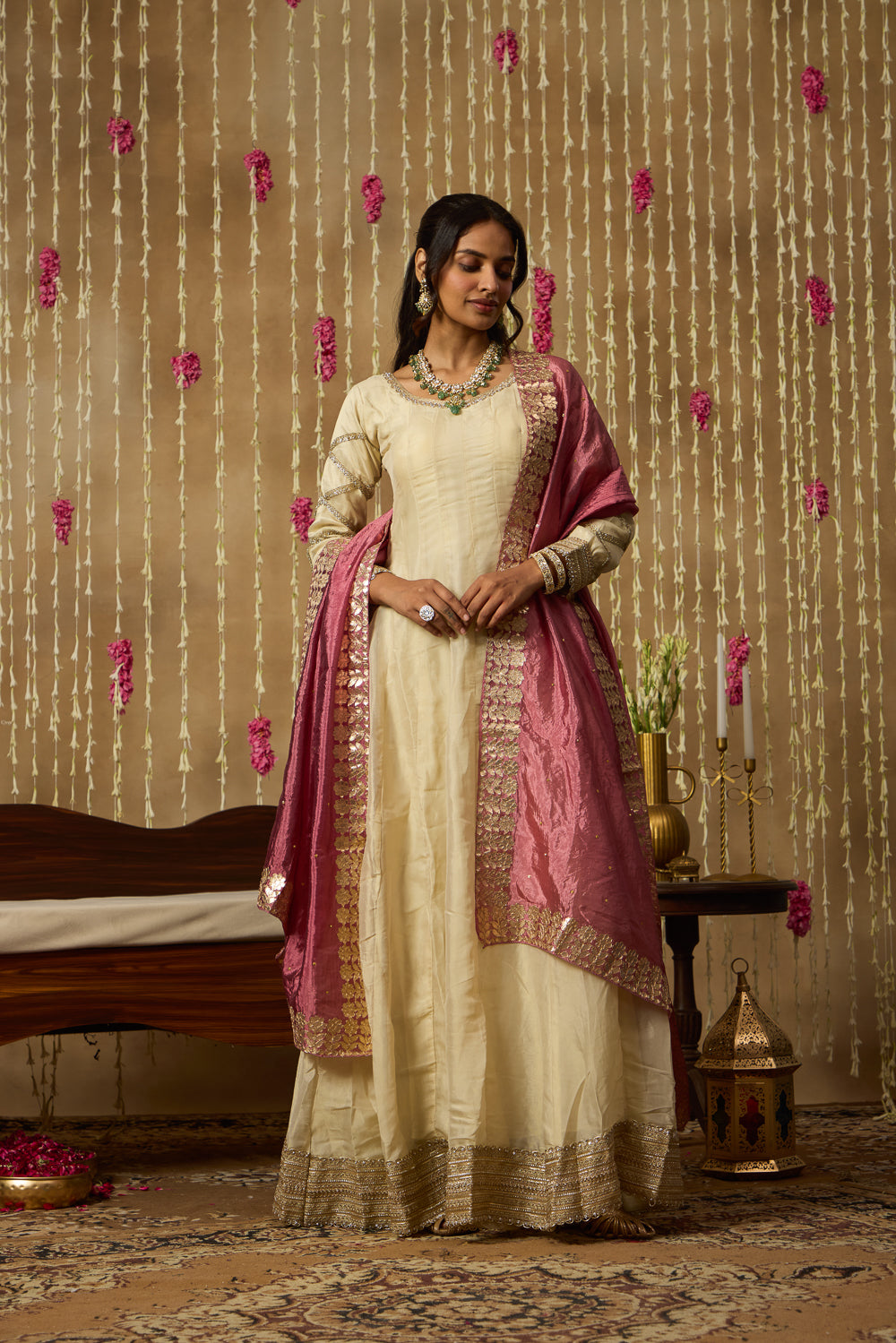 Jhoom Ivory Rose Anarkali Set