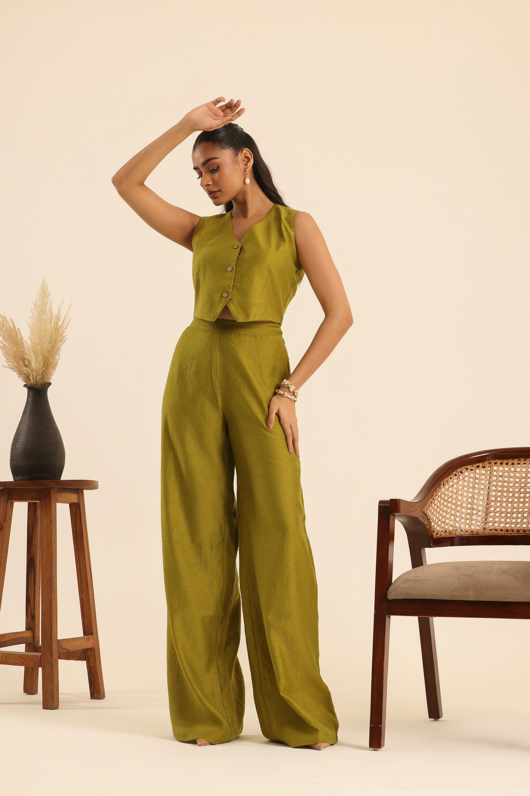 Rangrez Olive Power Aura Wide Leg Pants