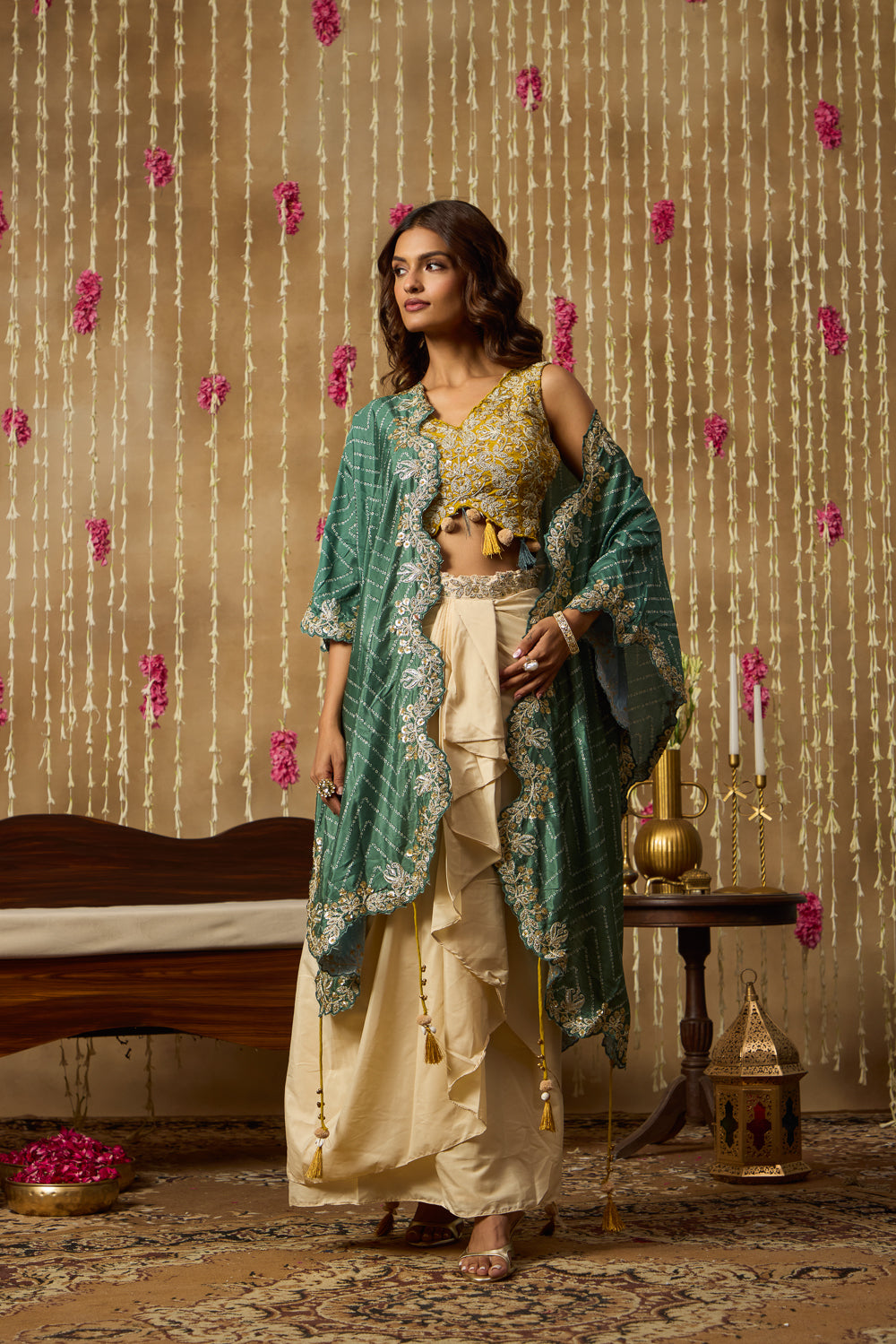 Jhoom Bandhani Embroidered Overlay Set