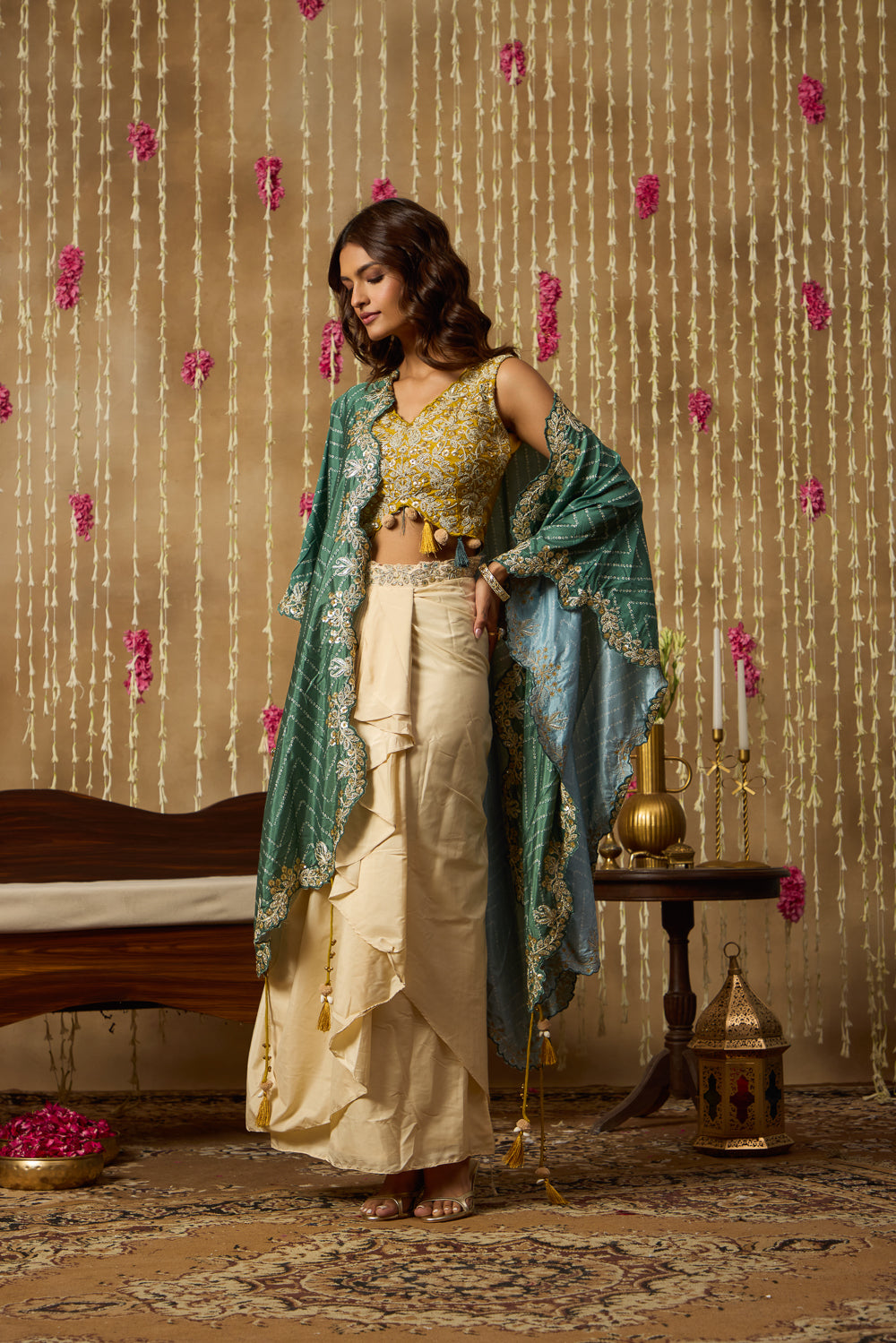 Jhoom Bandhani Embroidered Overlay Set