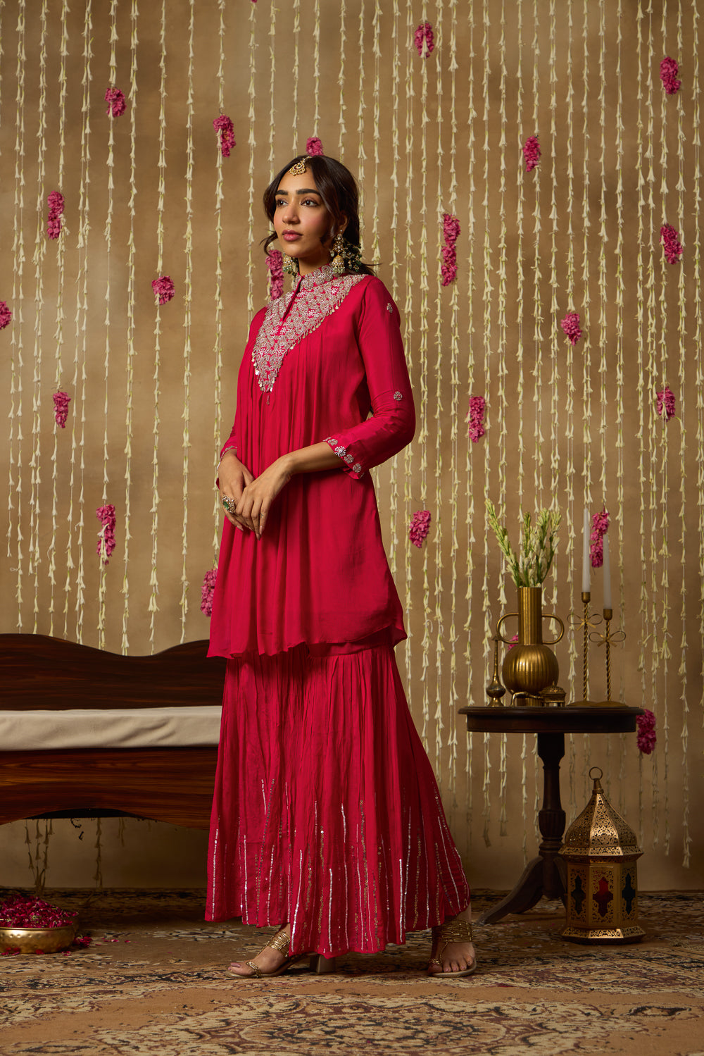 Jhoom Fuchsia Embroidered Kurta Set