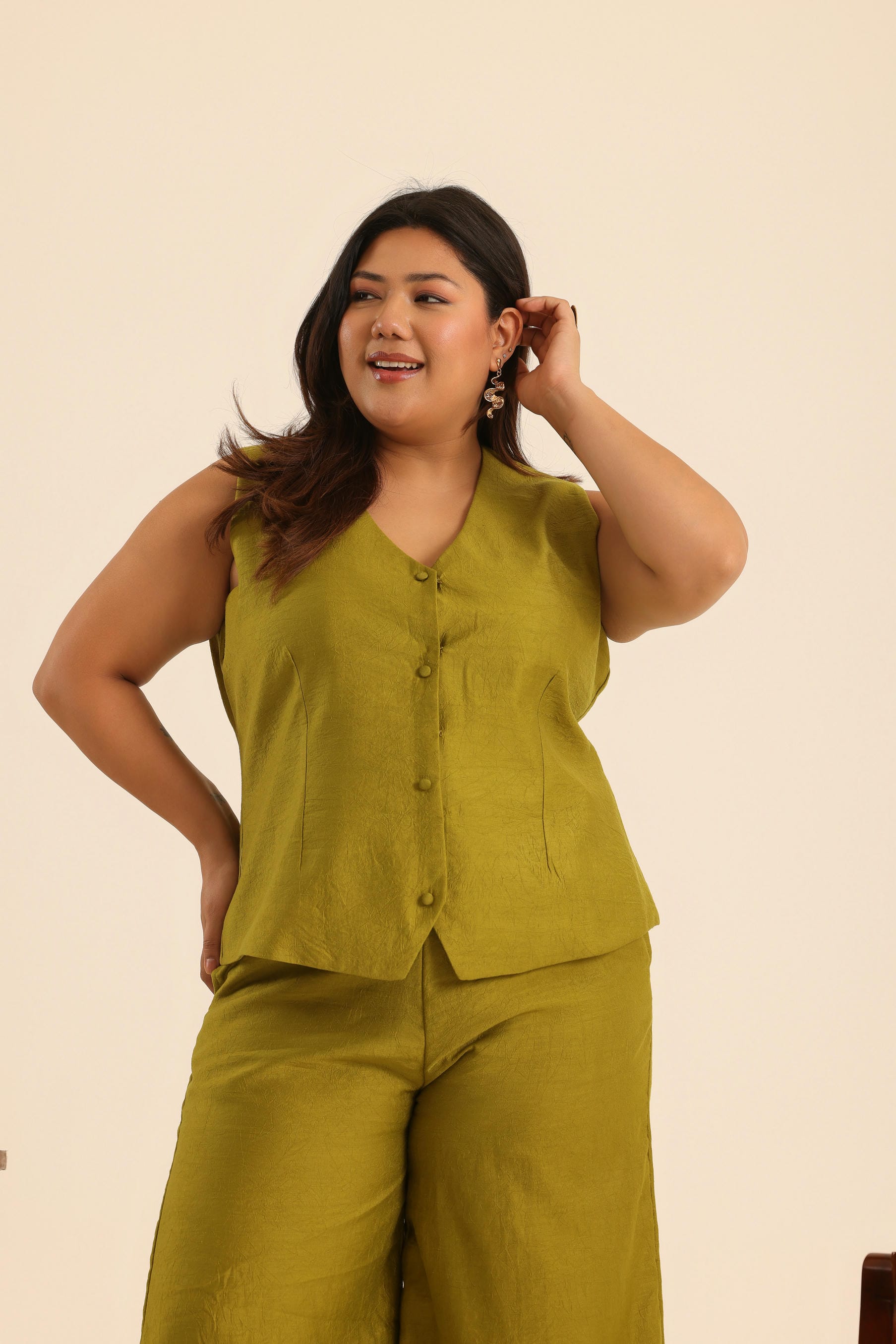 Rangrez Olive Power Aura Wide Leg Pants
