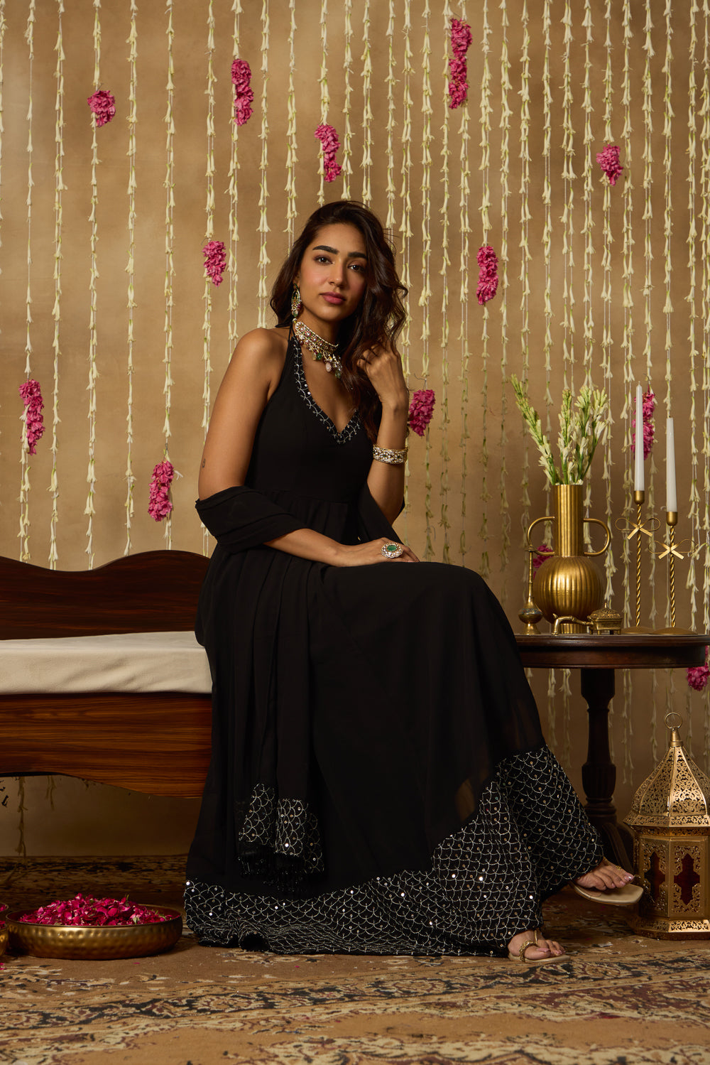 Jhoom Midnight Halter Anarkali Set