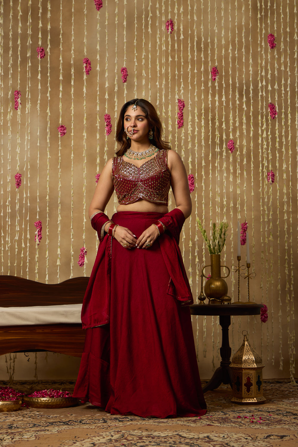 Jhoom Ruby Sequin Embroidered Lehenga Set