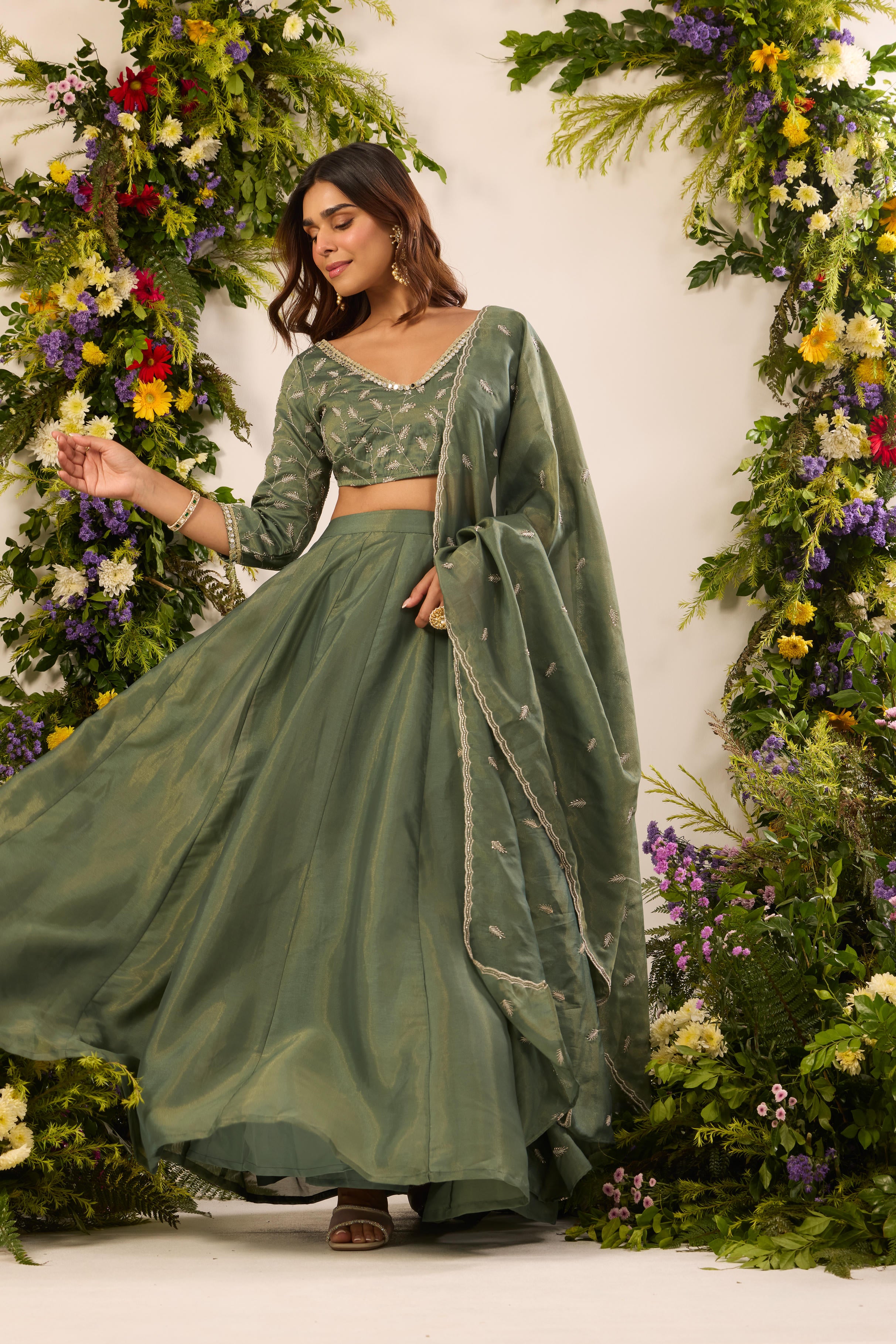 Mastaani Fern Green Lehenga Set