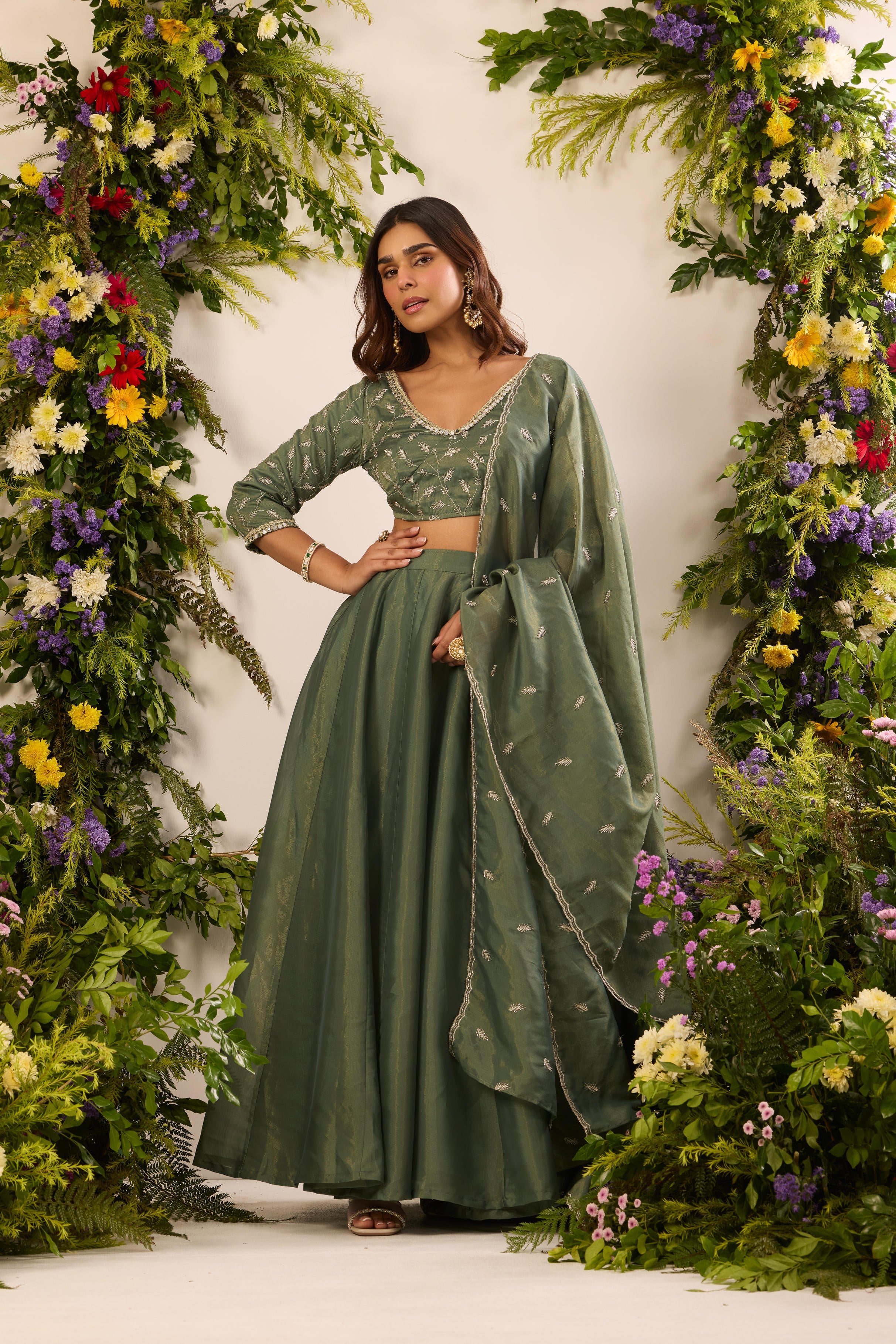 Mastaani Fern Green Lehenga Set