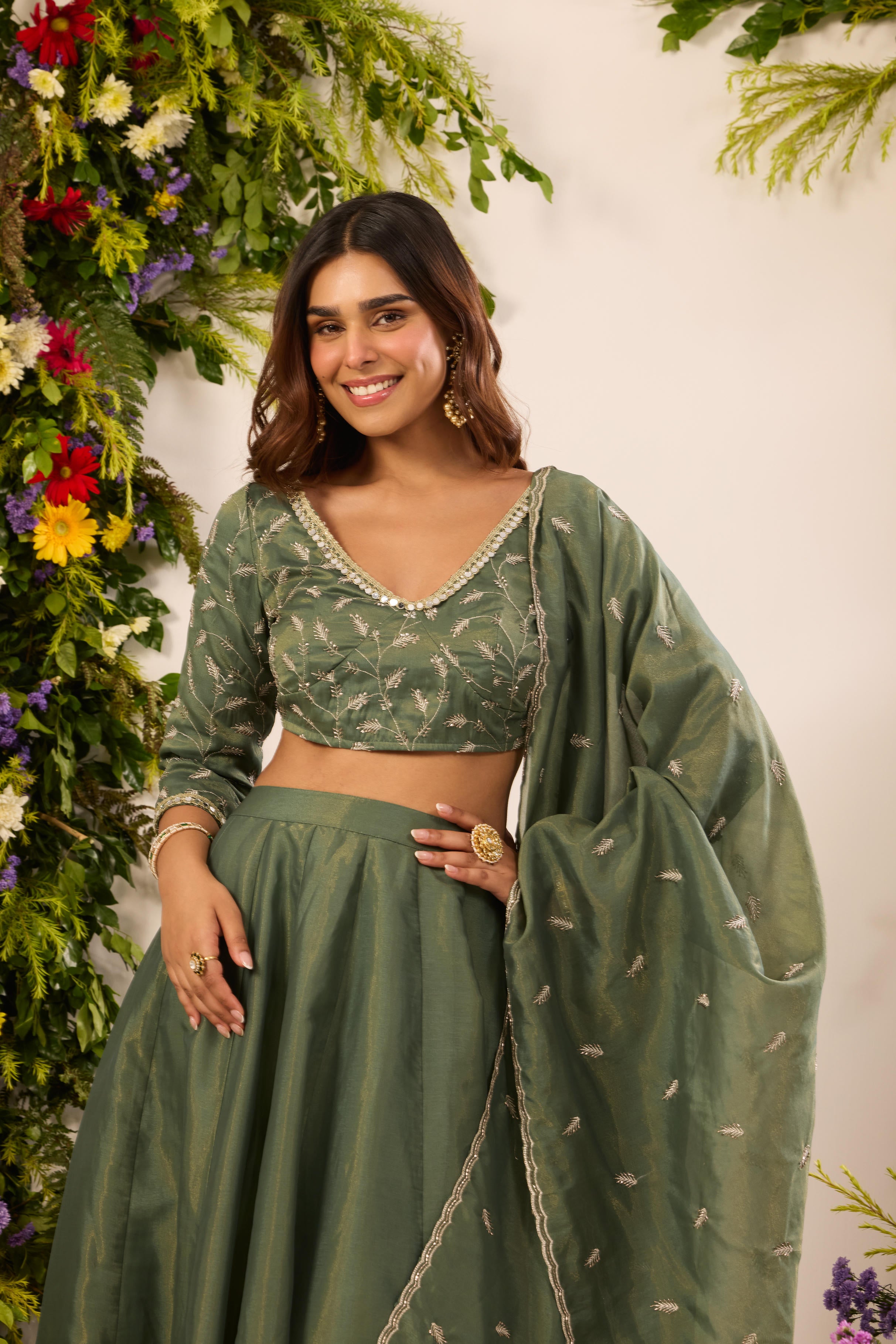 Mastaani Fern Green Lehenga Set