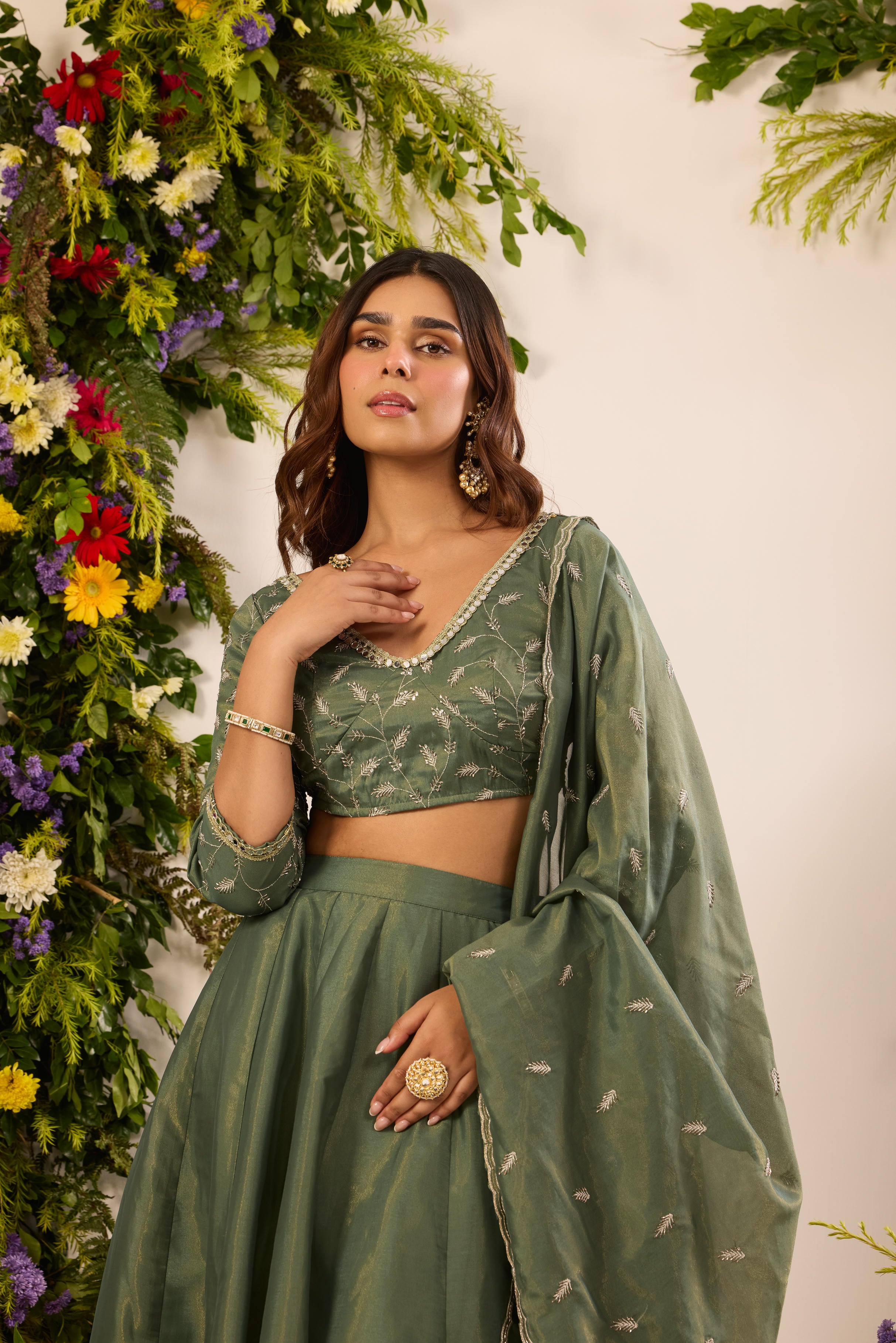 Mastaani Fern Green Lehenga Set