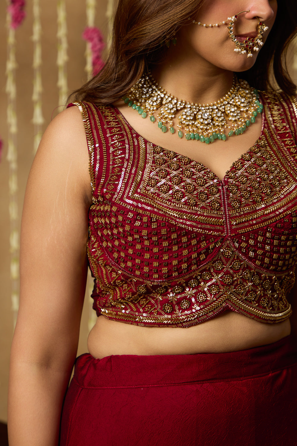 Jhoom Ruby Sequin Embroidered Lehenga Set