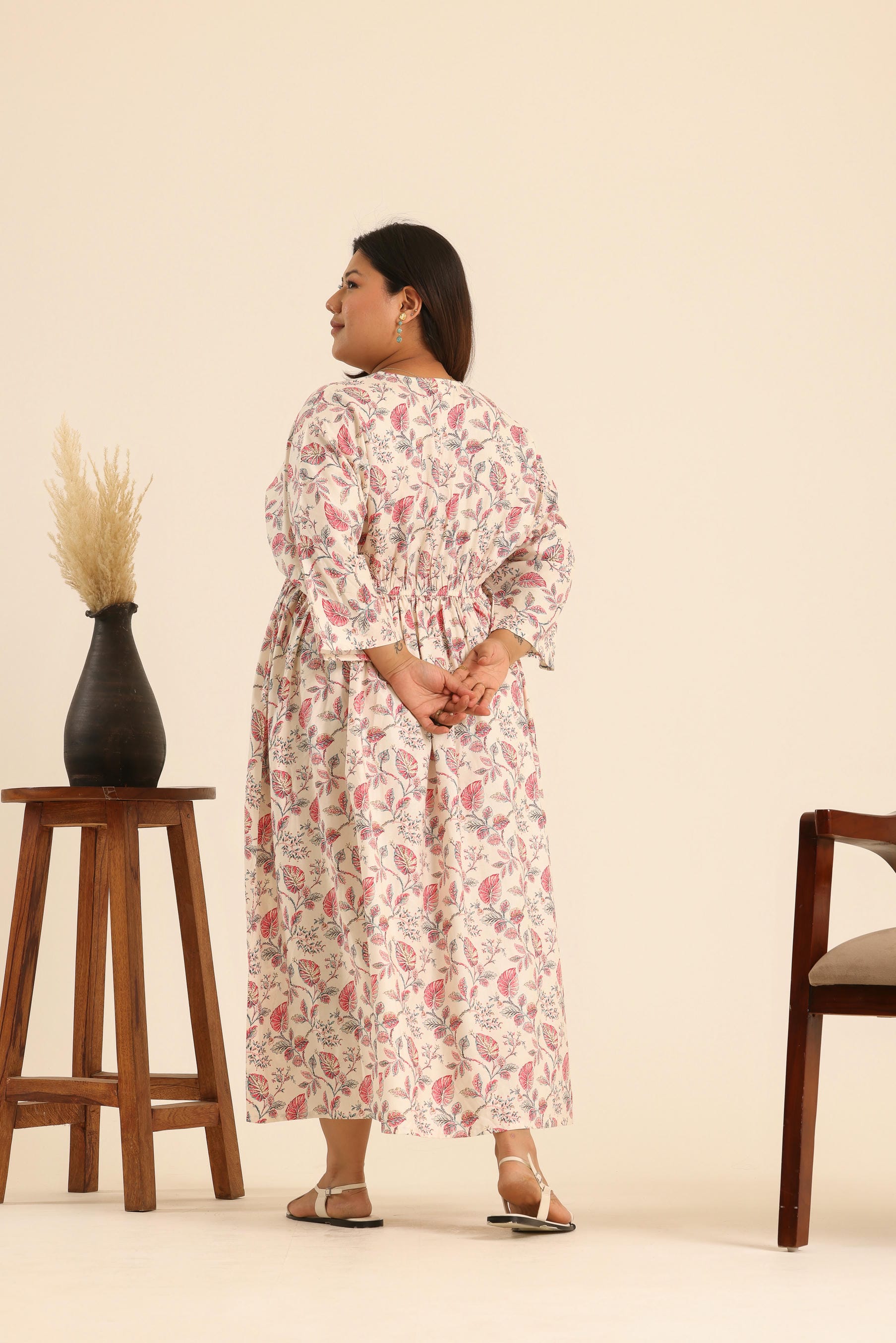Rangrez Rose Latte Kaftan Dress