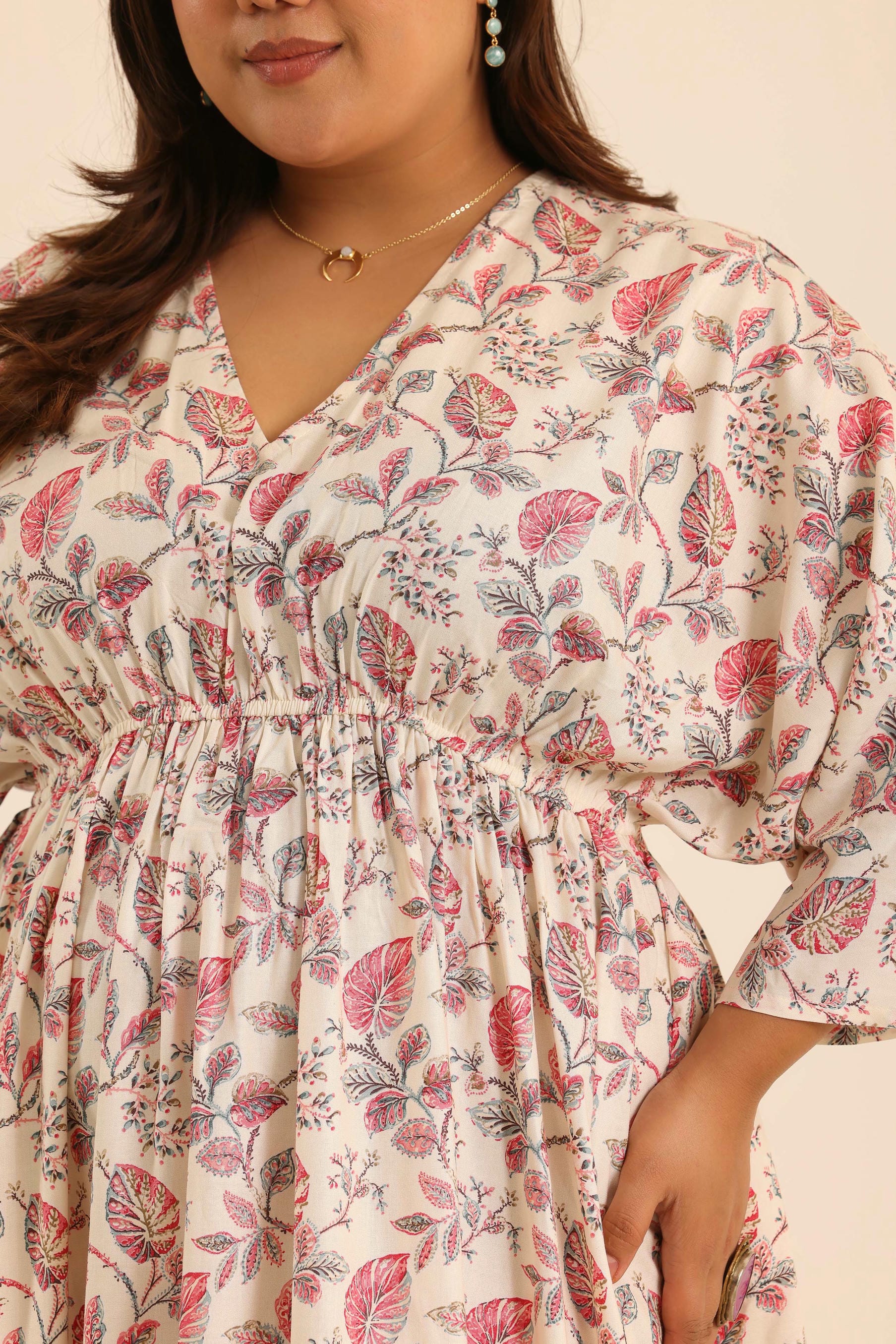 Rangrez Rose Latte Kaftan Dress