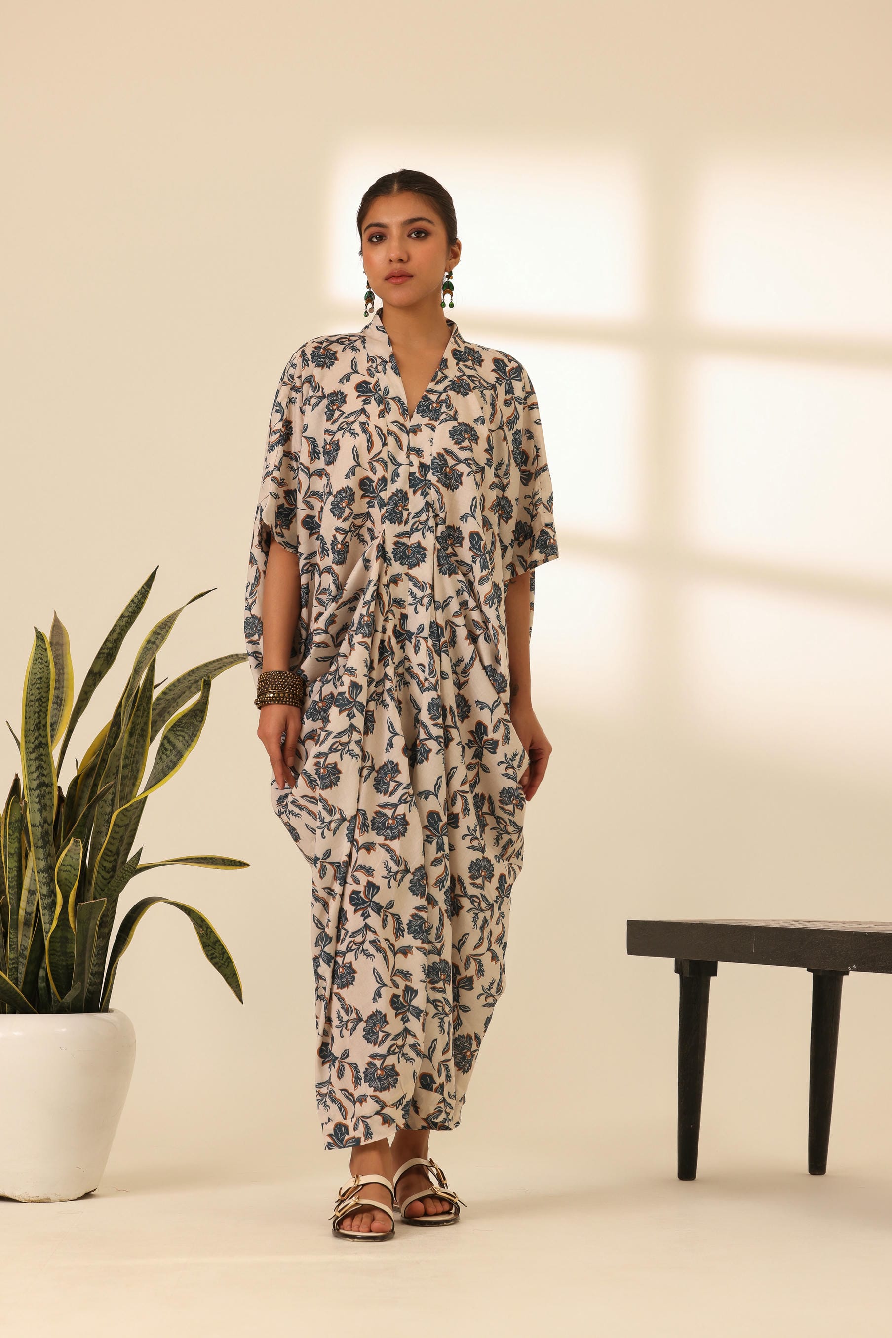 Rangrez Maple Dust Draped Kaftan