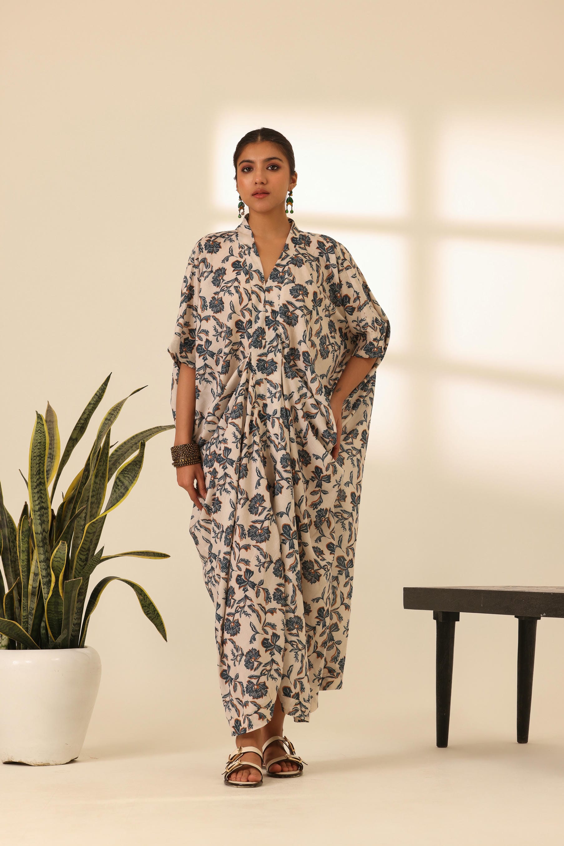 Rangrez Maple Dust Draped Kaftan