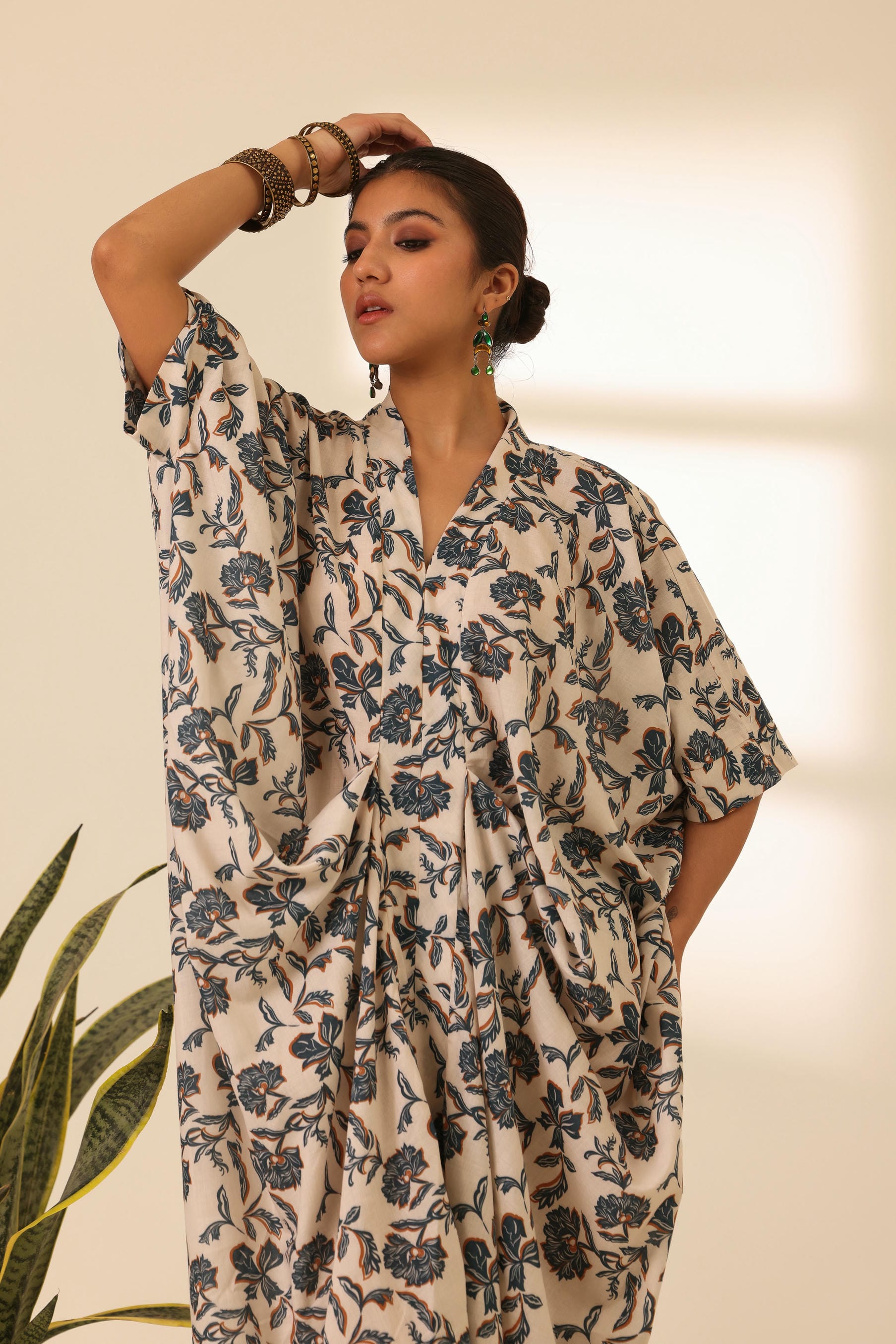 Rangrez Maple Dust Draped Kaftan