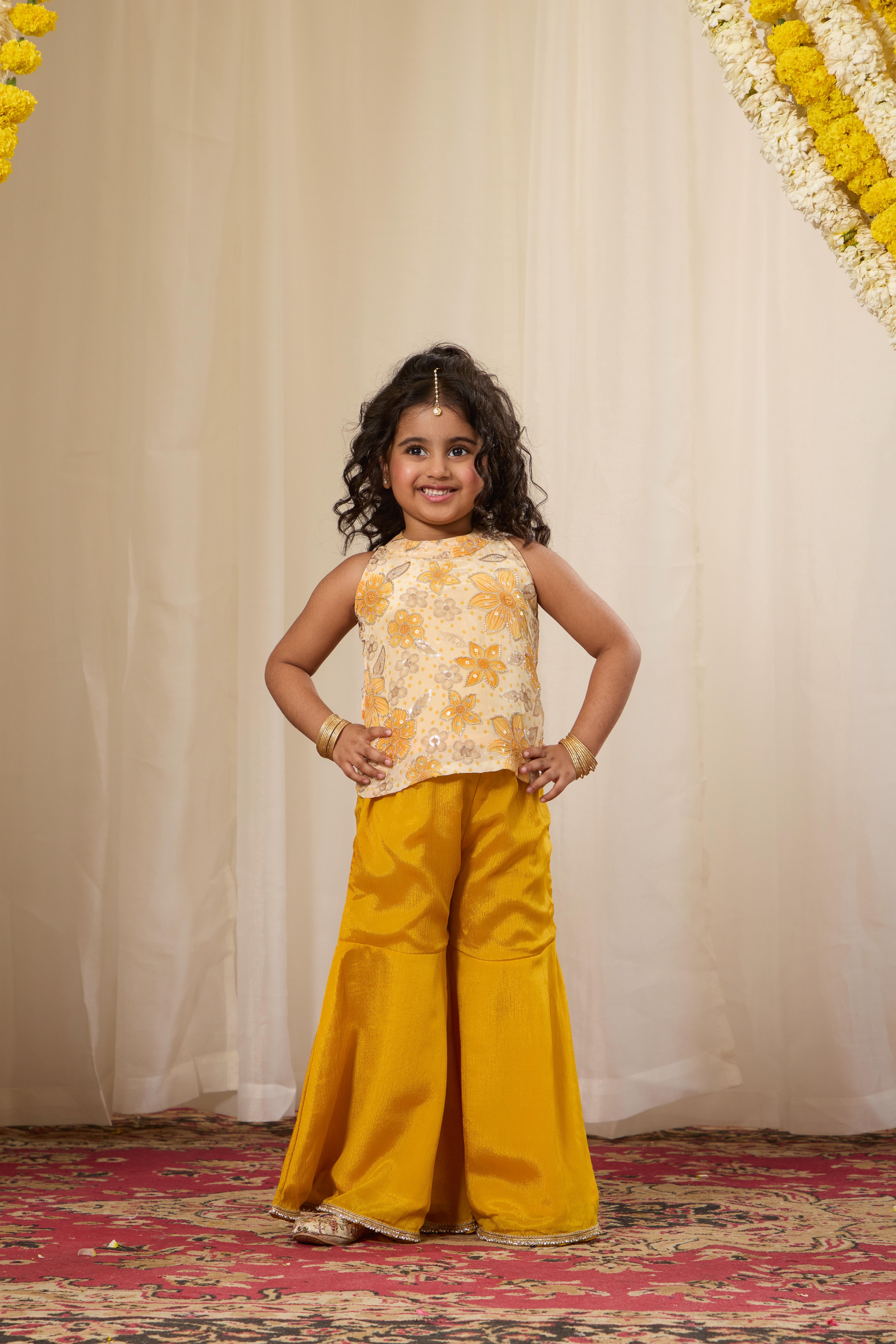 Alaya Kids Haldi Bloom Kurta Set