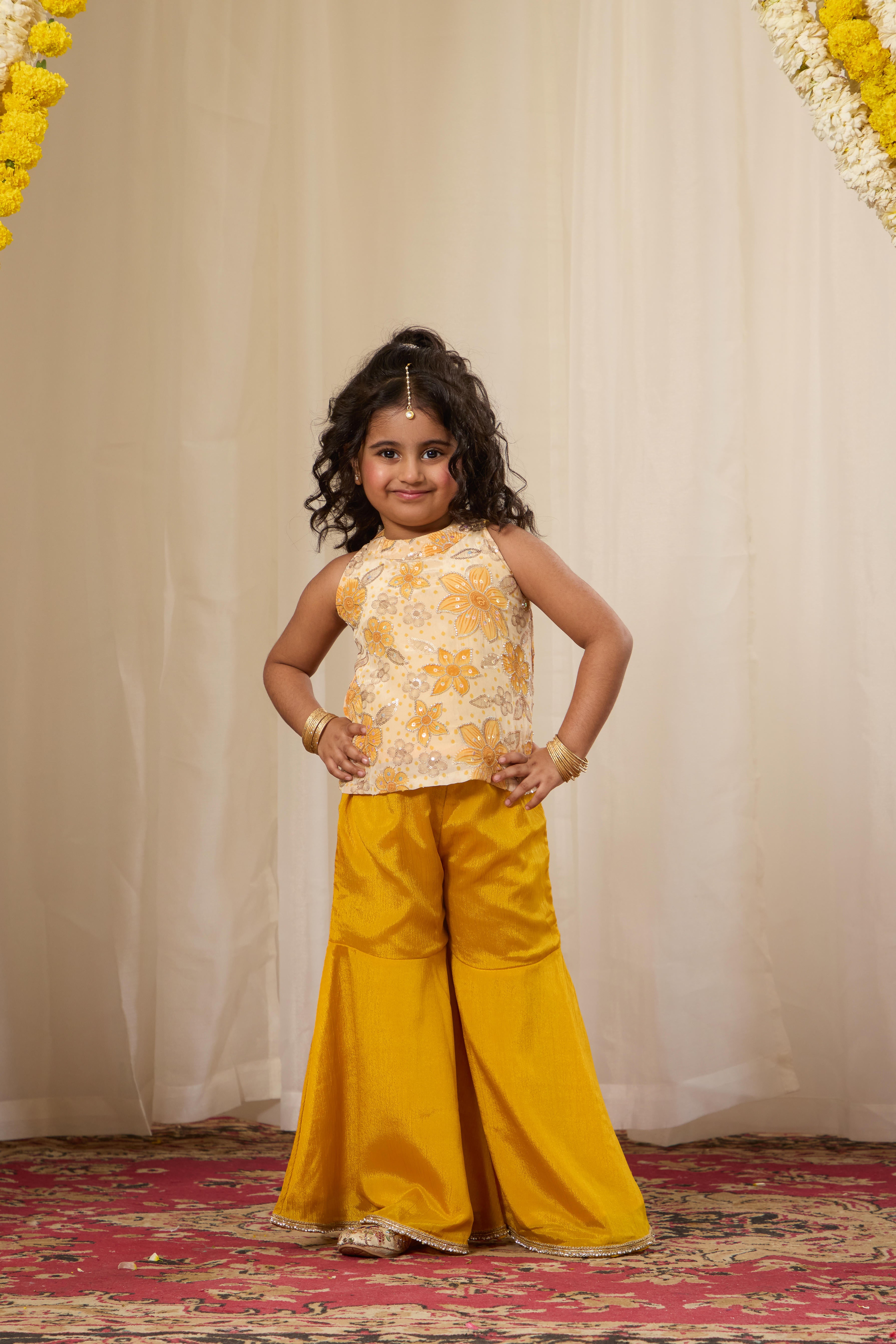 Alaya Kids Haldi Bloom Kurta Set
