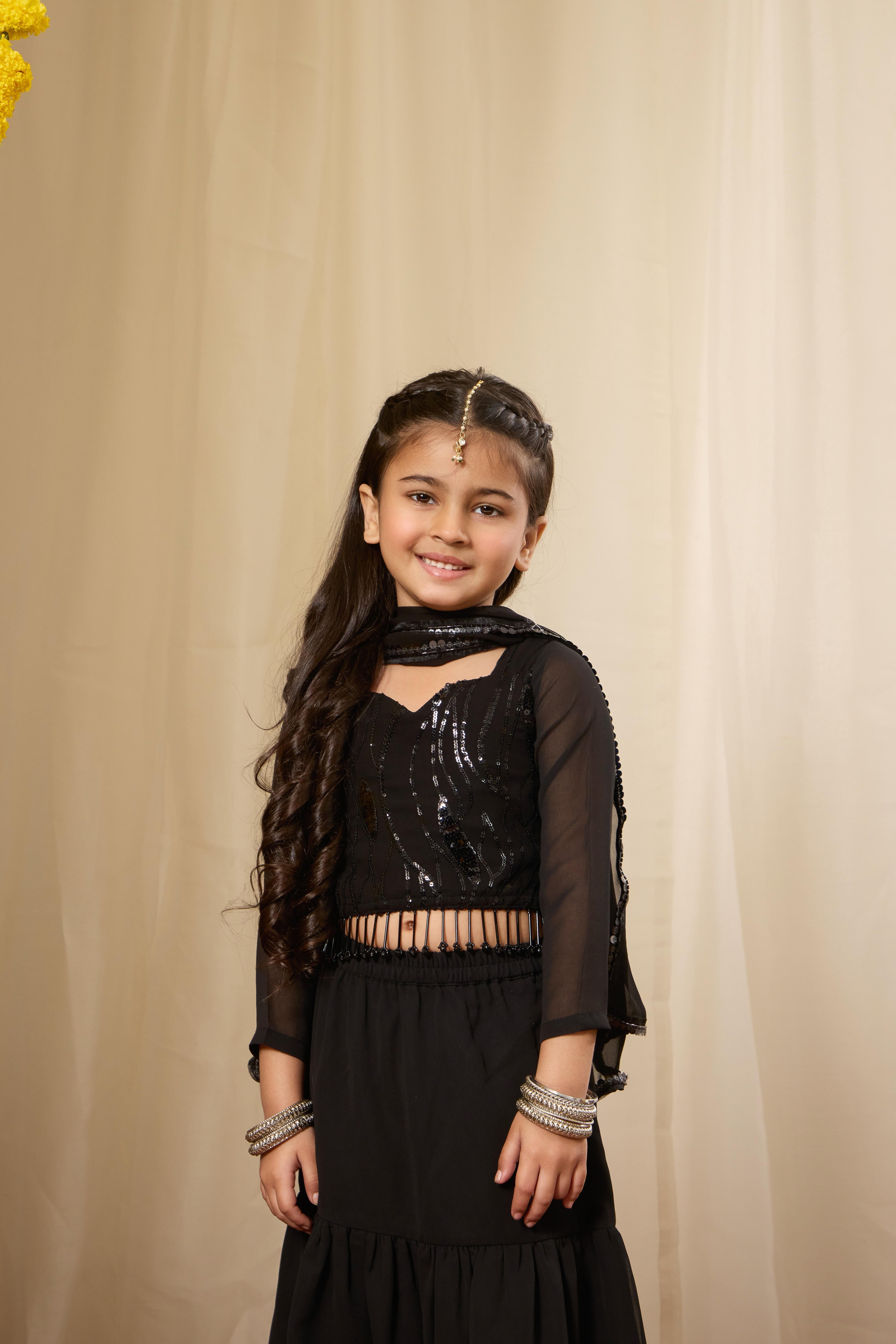 Alaya Kids Black Allure Skirt Set