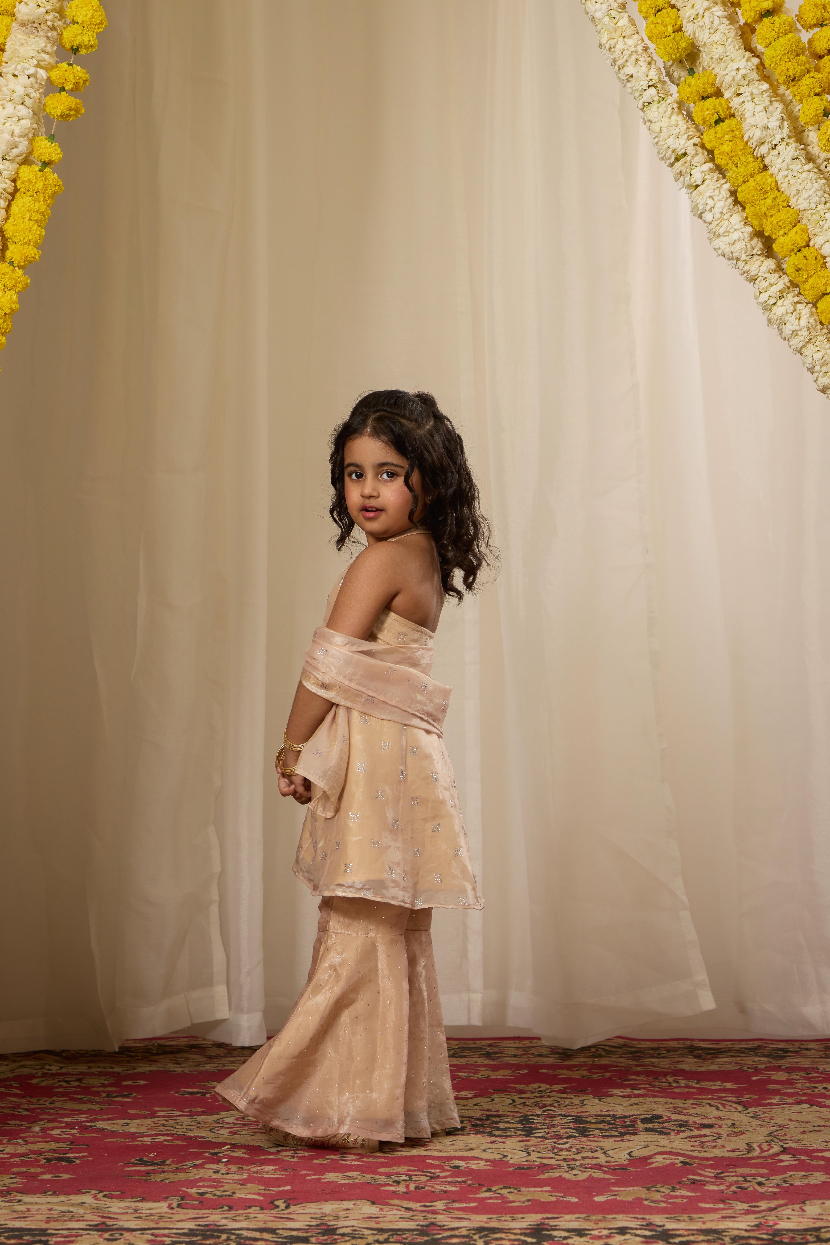Alaya Kids Champagne Mist Kurta Set