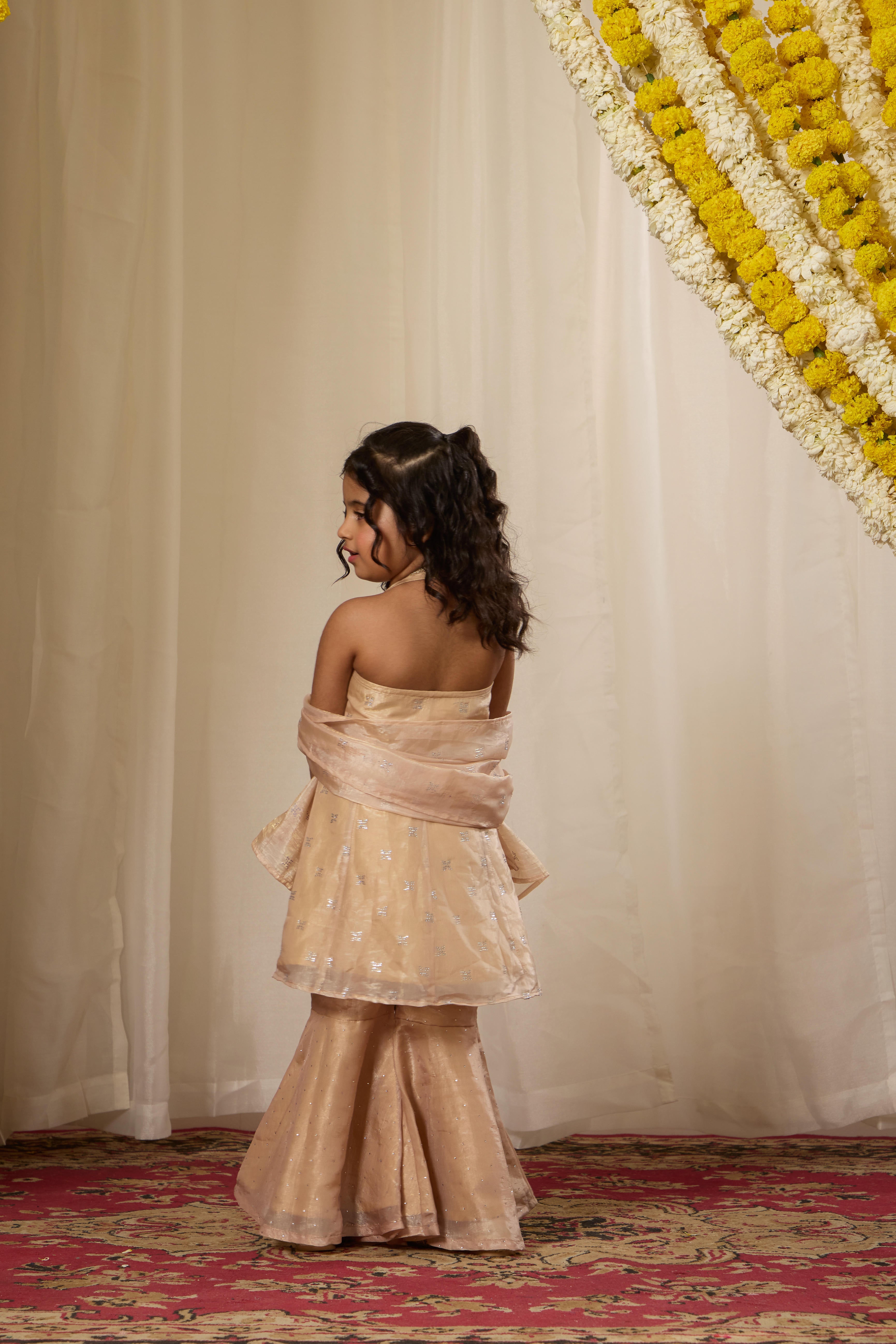 Alaya Kids Champagne Mist Kurta Set