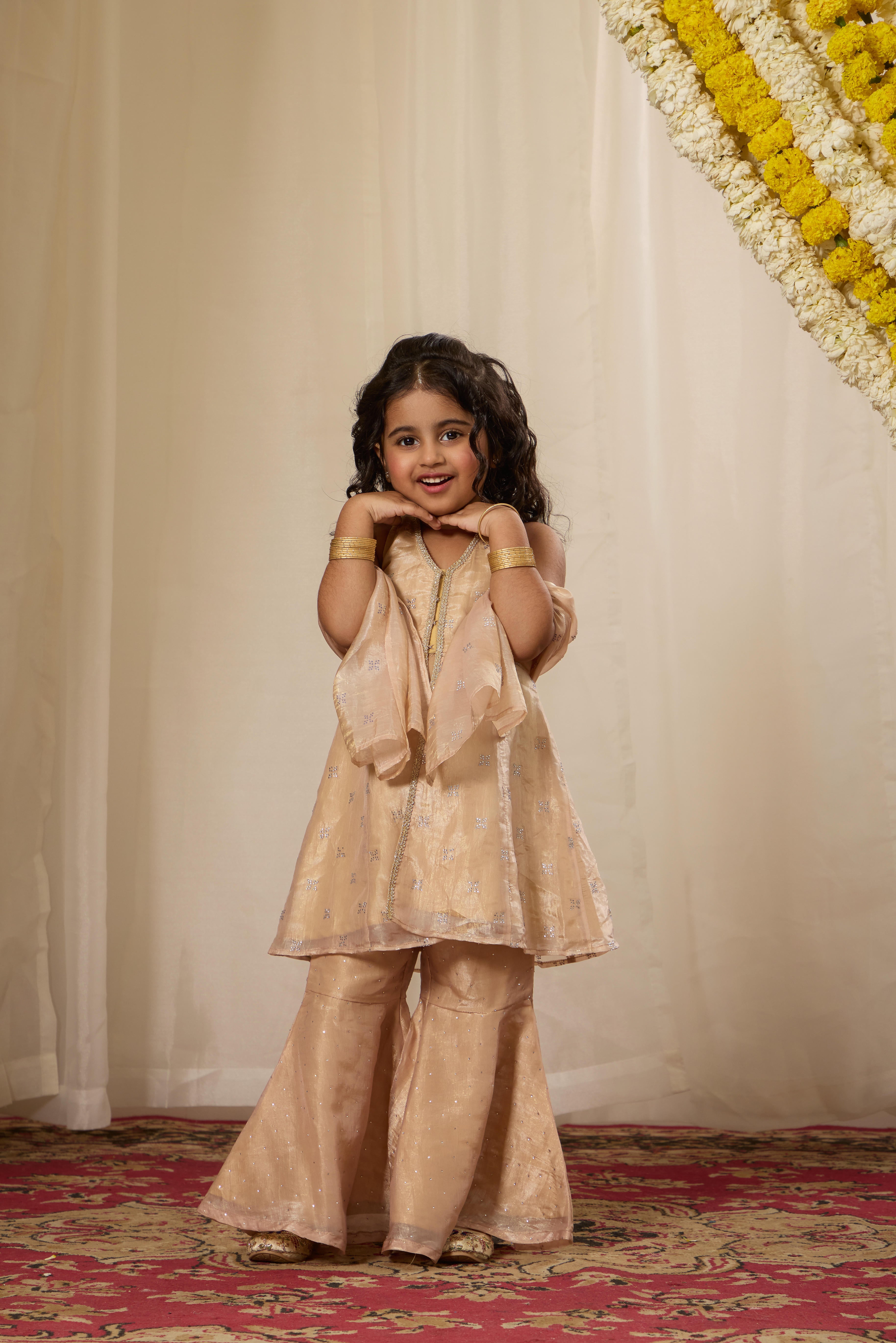 Alaya Kids Champagne Mist Kurta Set