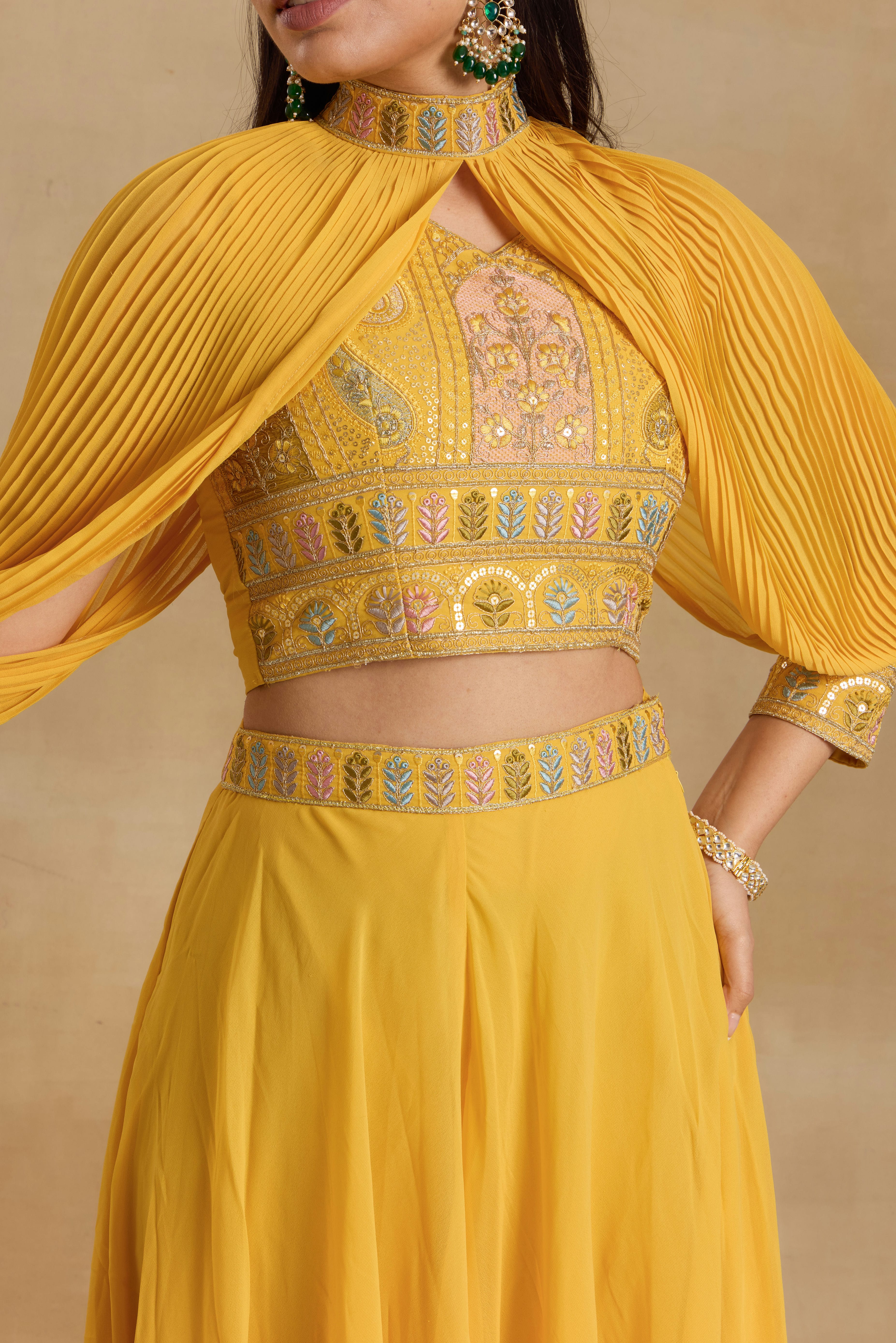 Alaya Select Heer Sunflower Yellow Sharara Set With Cape