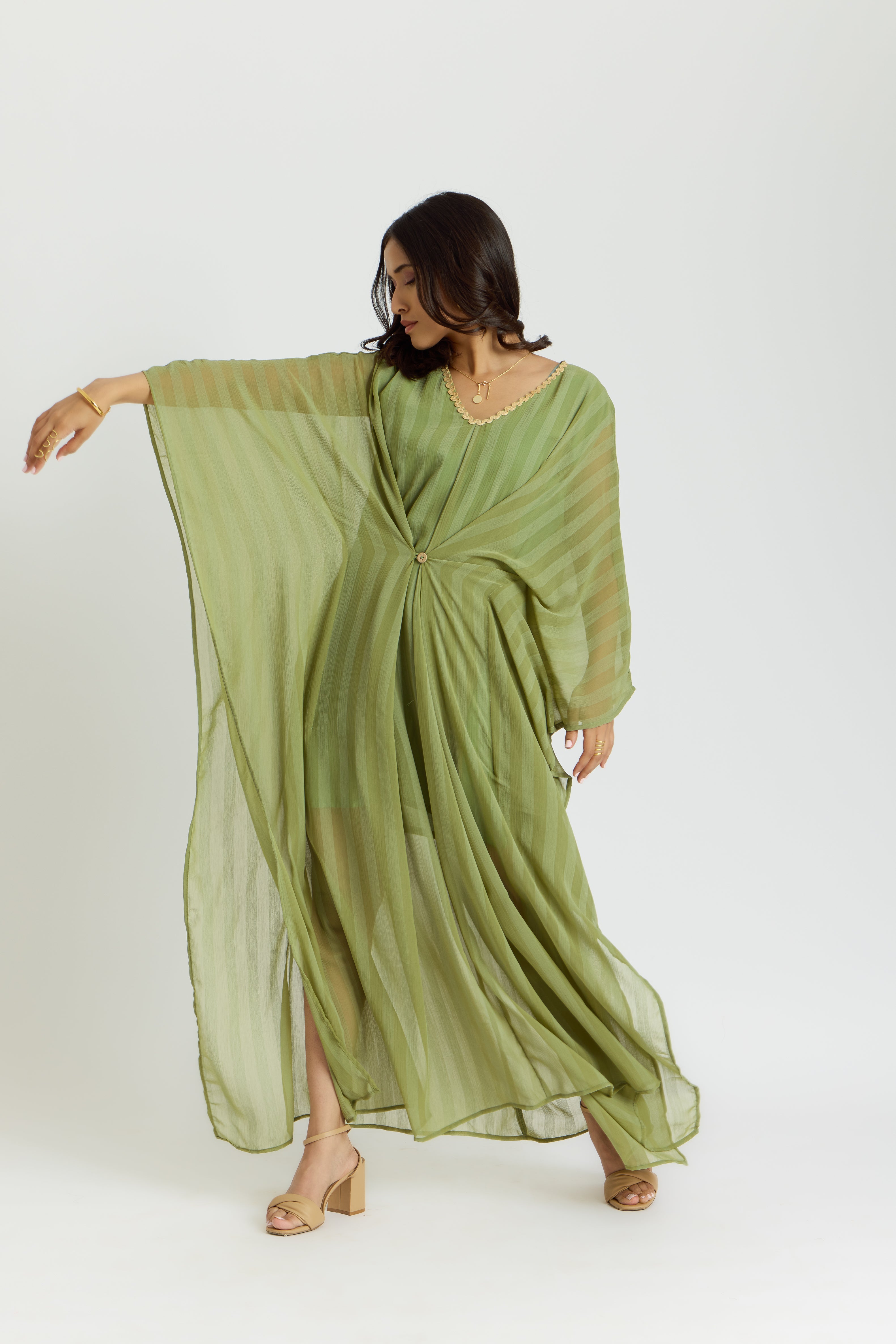 Alaya Cairo Matcha Green Kaftan Dress