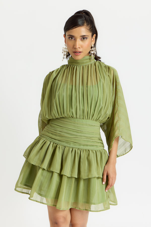 Alaya Cairo Matcha Green Ruffle Dress
