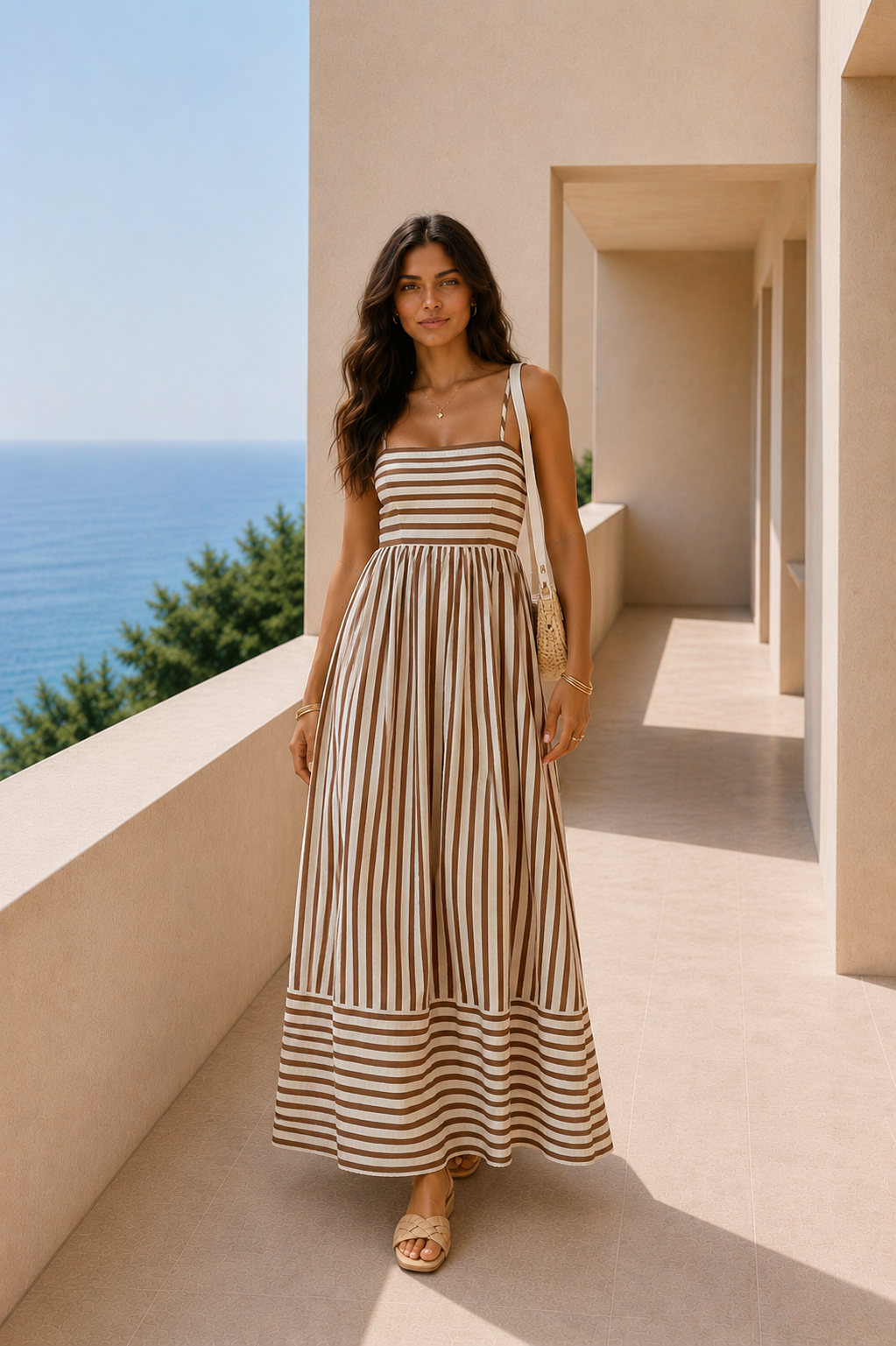 Tokyo Mocha Stripe Dress