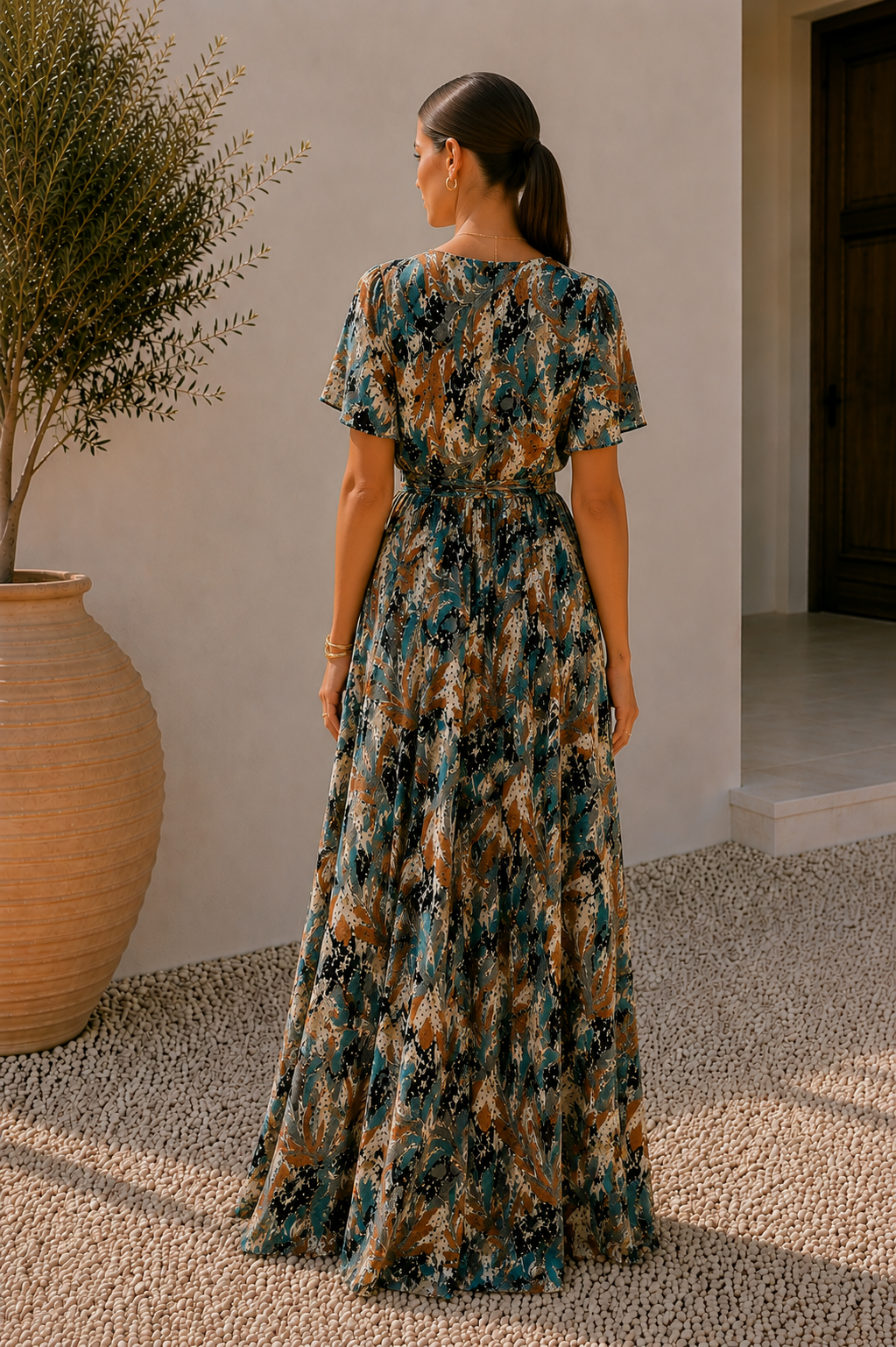 Amalfi Forest Flared Maxi Dress