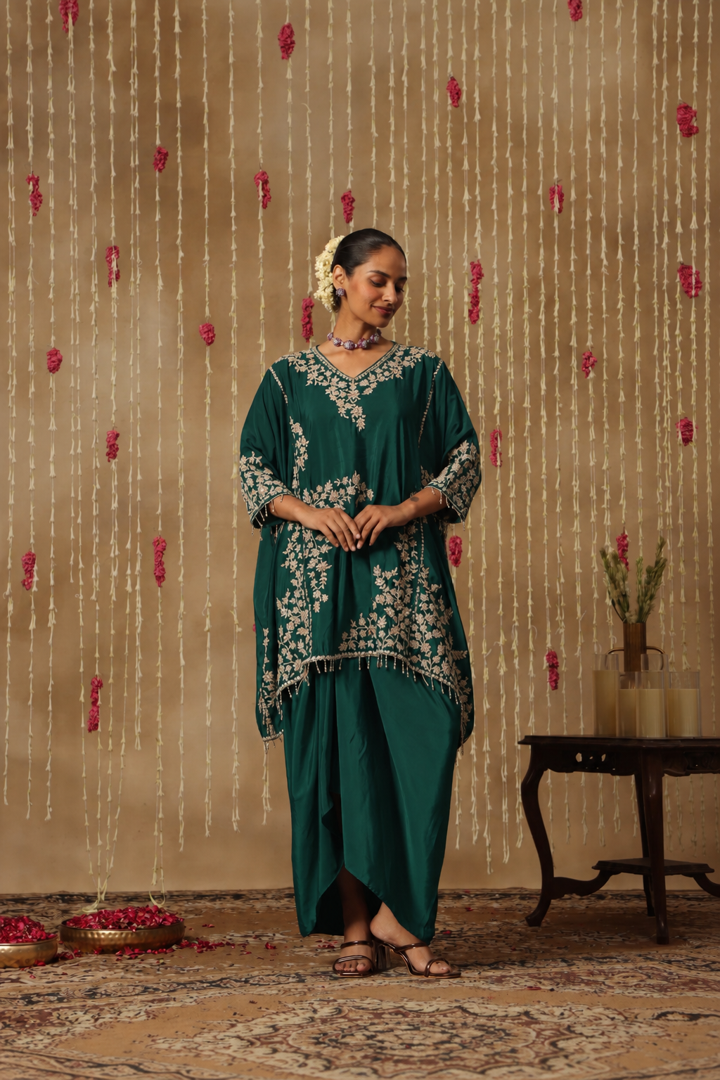 Jhoom Emerald Floral Dhoti Set