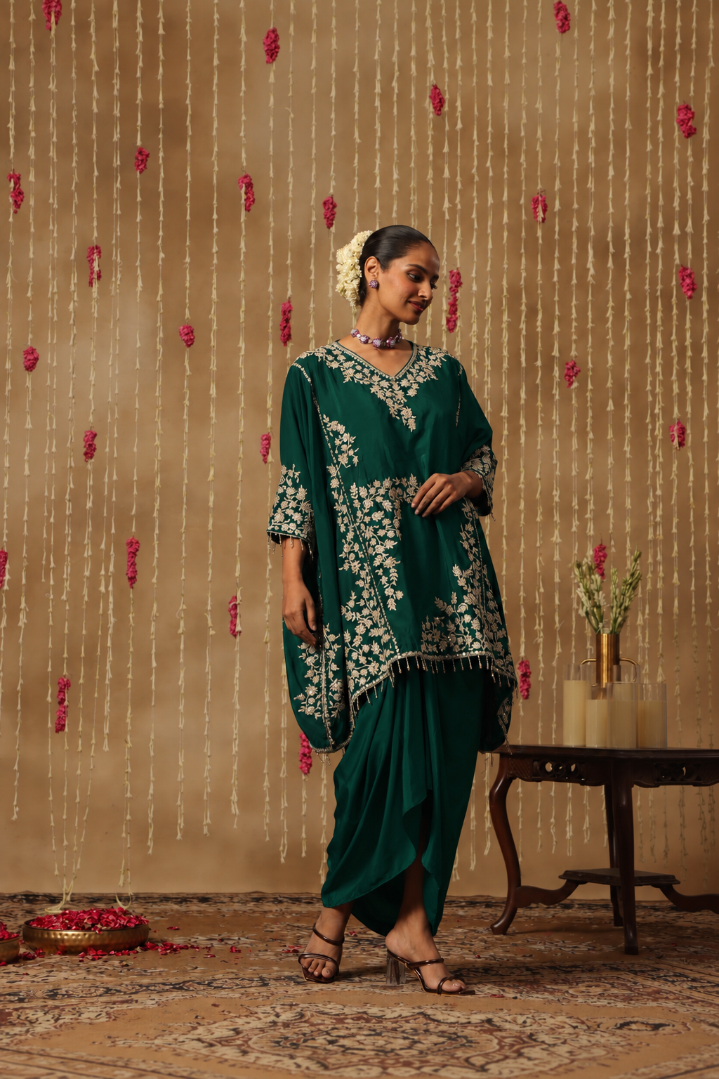 Jhoom Emerald Floral Dhoti Set