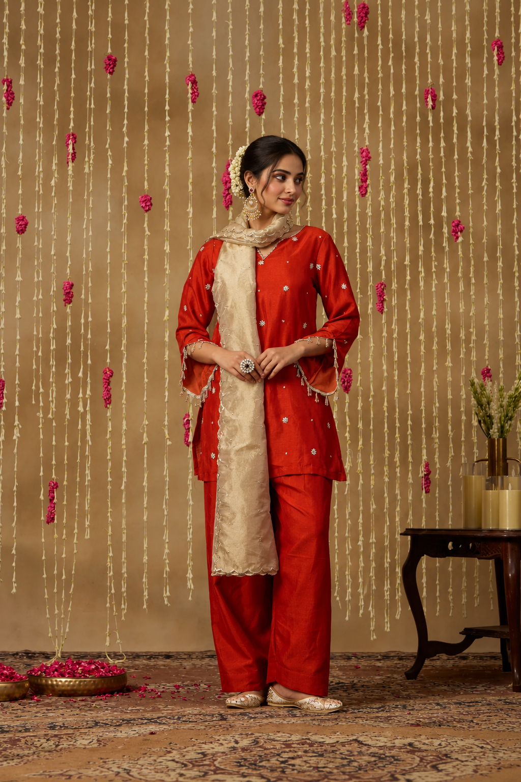 Jhoom Rust Orange Farshi Set