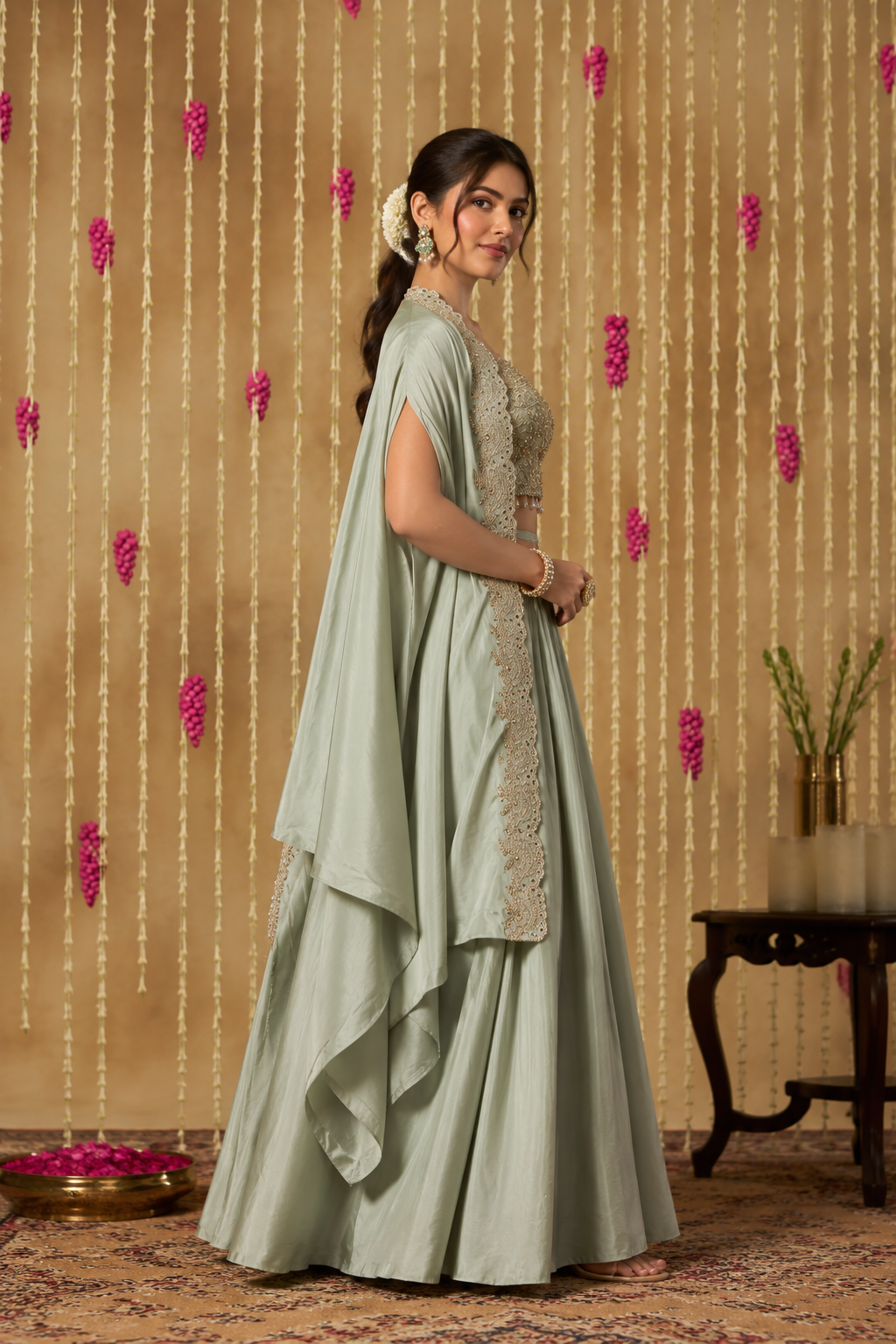 Jhoom Dusty Mint Drape Set