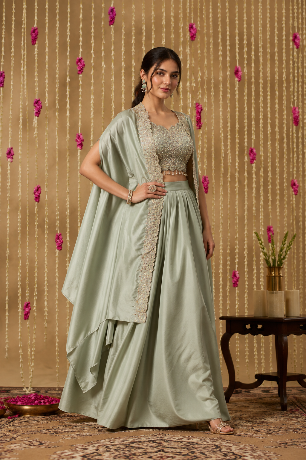 Jhoom Dusty Mint Drape Set