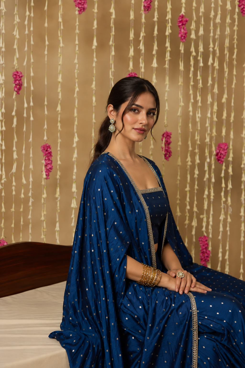 Jhoom Navy Zari Overlay Set