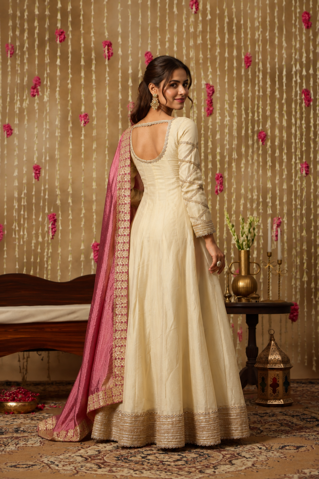 Jhoom Ivory Rose Anarkali Set