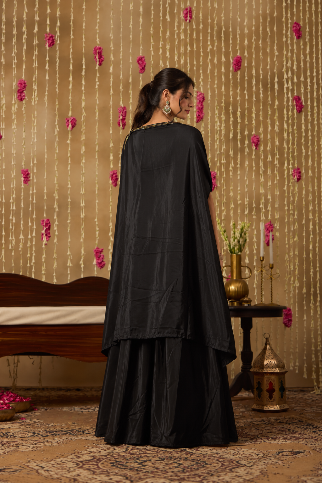 Jhoom Midnight Sequin Cape Set
