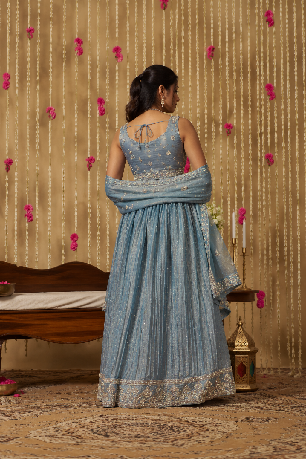 Jhoom Ice Blue Shimmer Lehenga Set