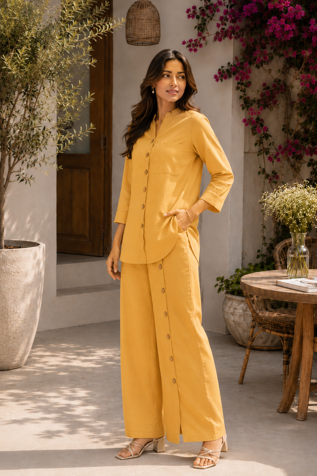 Alaya Select Mustard Detailed Co-ord Set 3