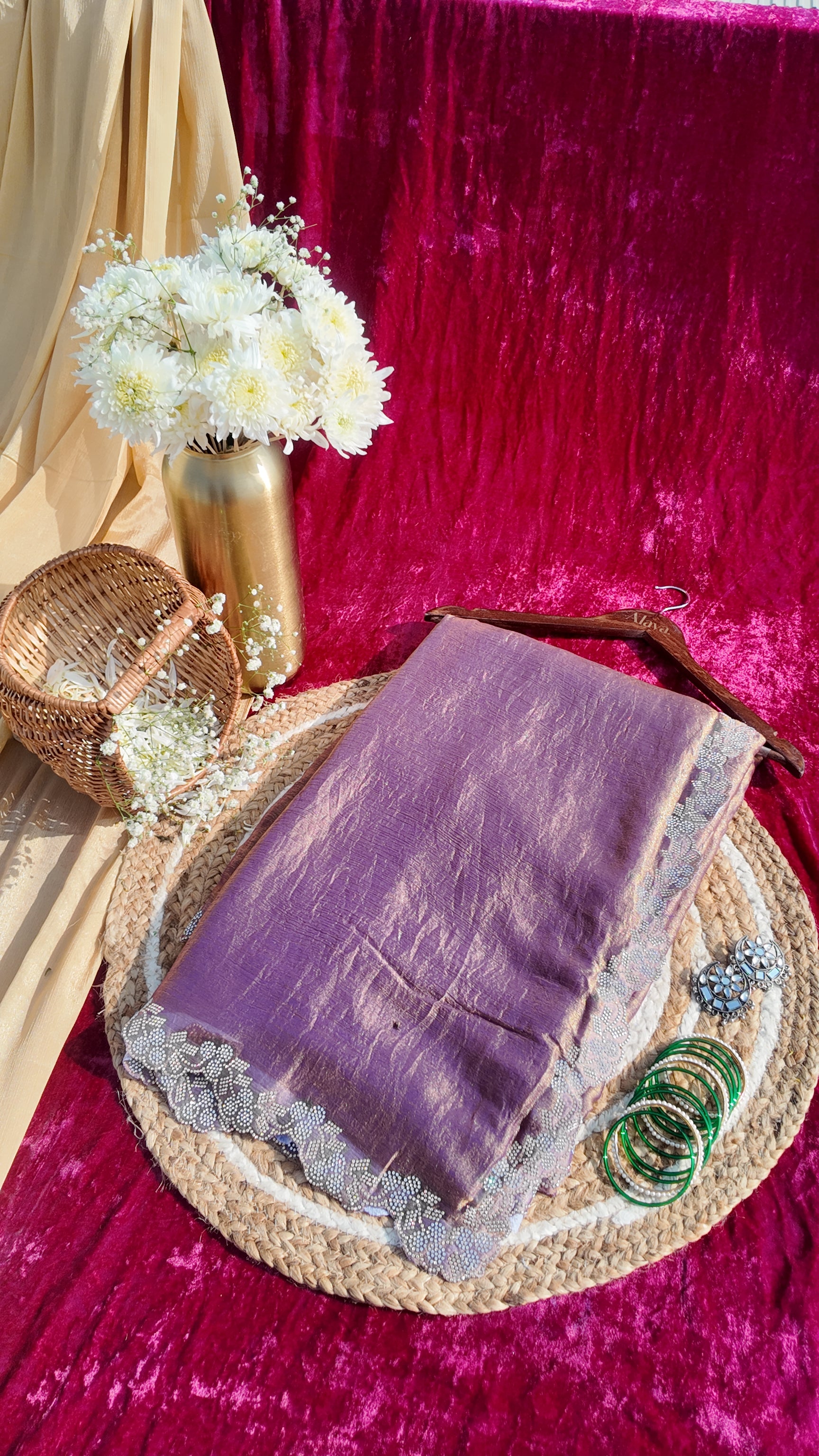 Alaya Rozana Berry Shimmer Unstitched Saree