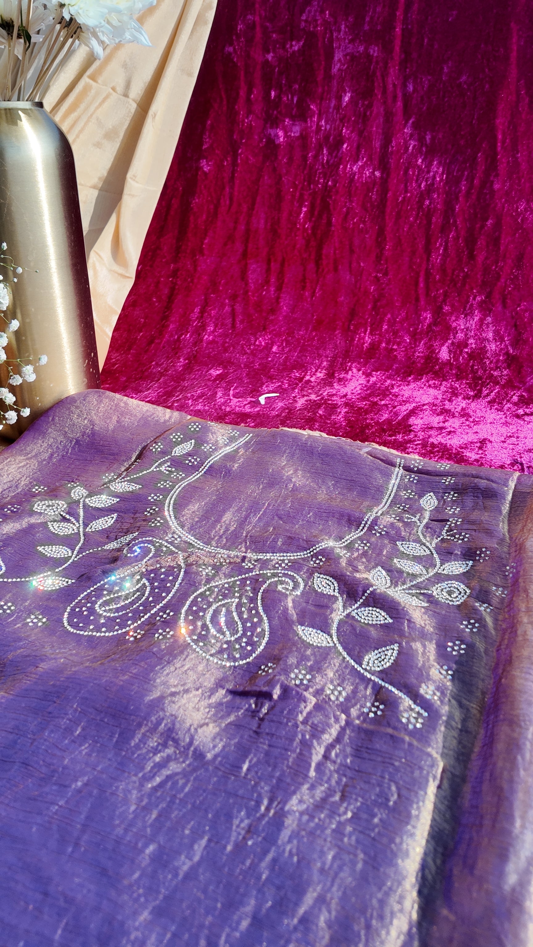 Alaya Rozana Berry Shimmer Unstitched Saree