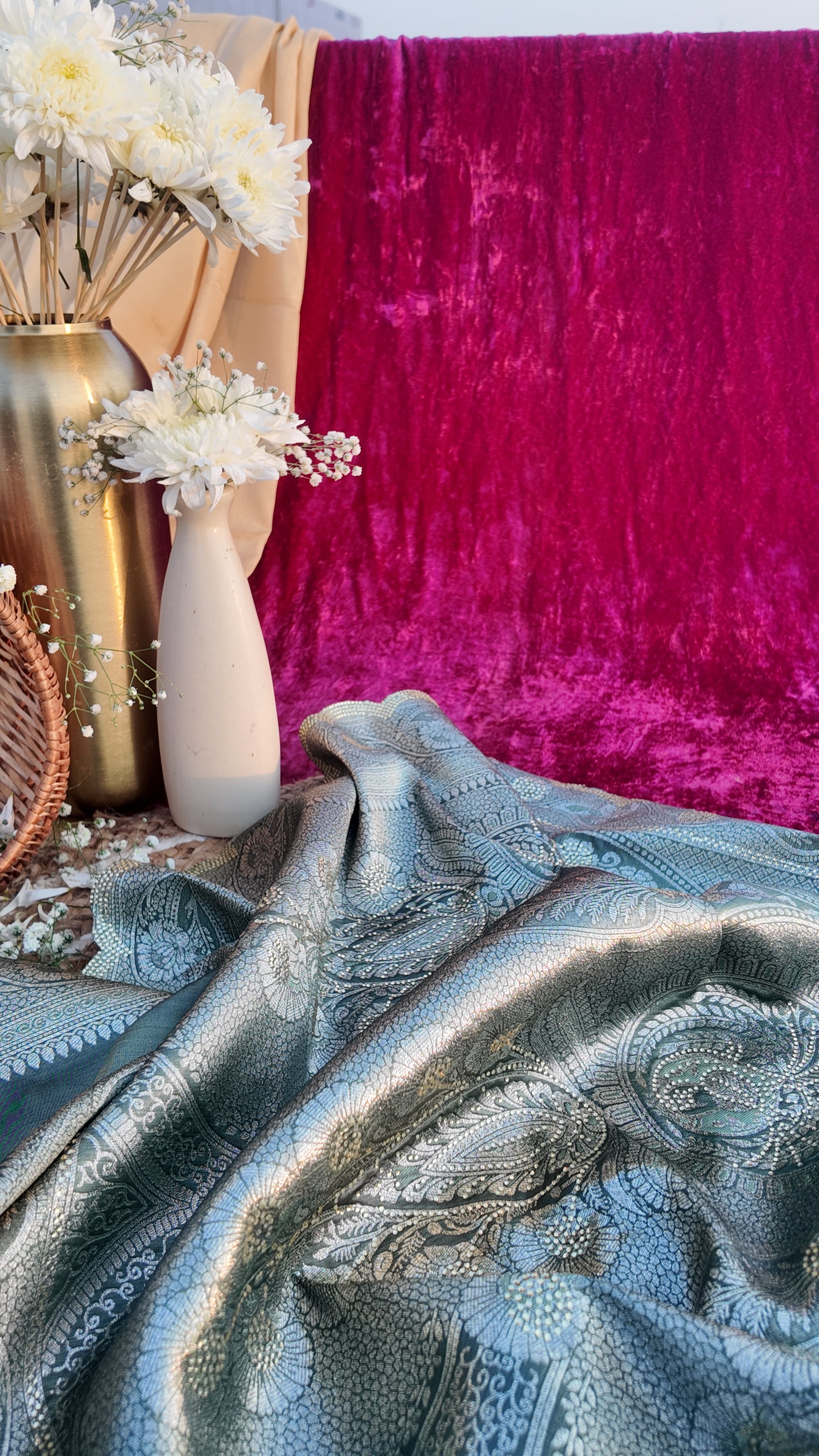 Alaya Rozana Green Lush Unstitched Saree