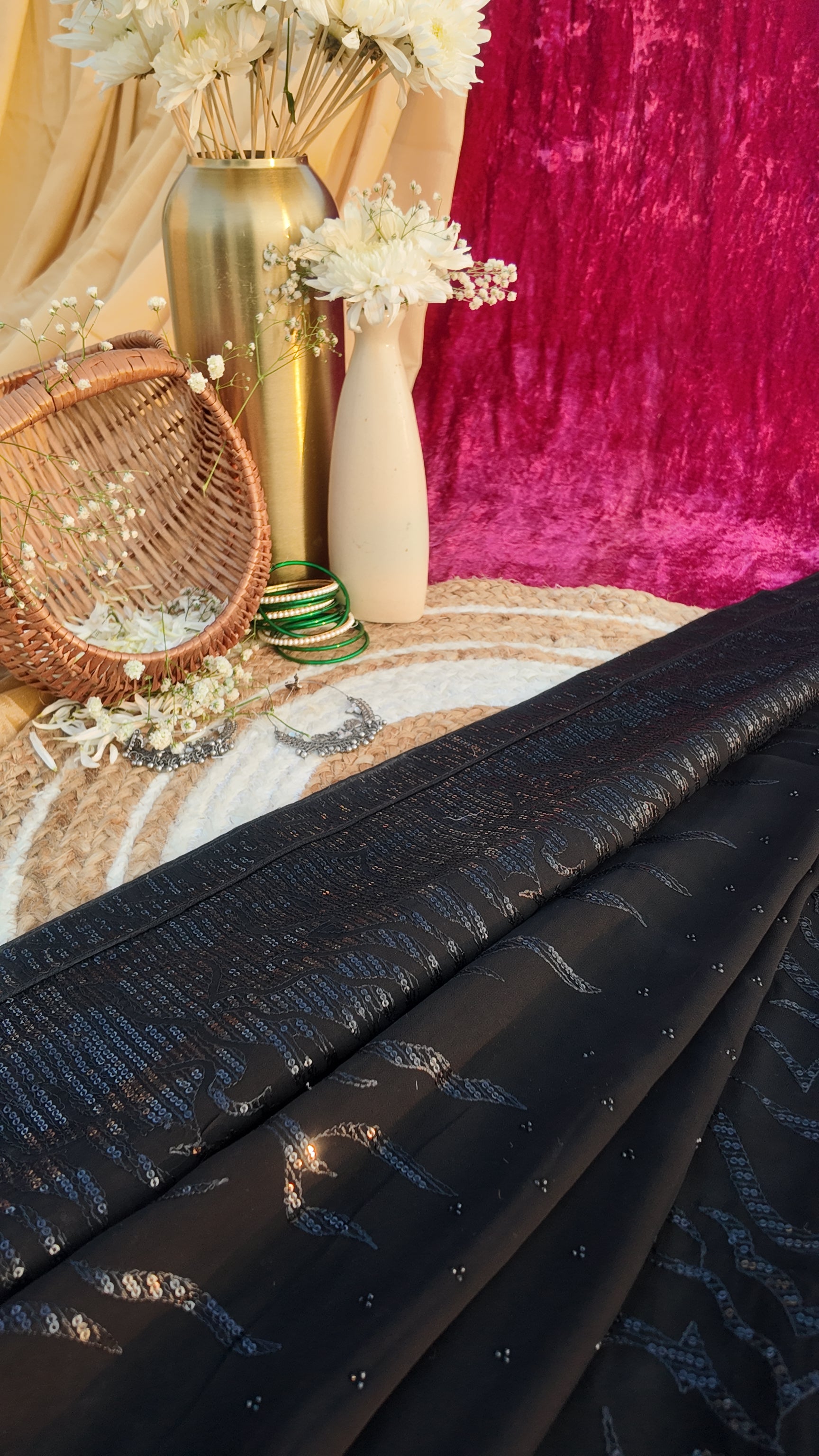 Alaya Rozana Black Fariha Unstitched Saree